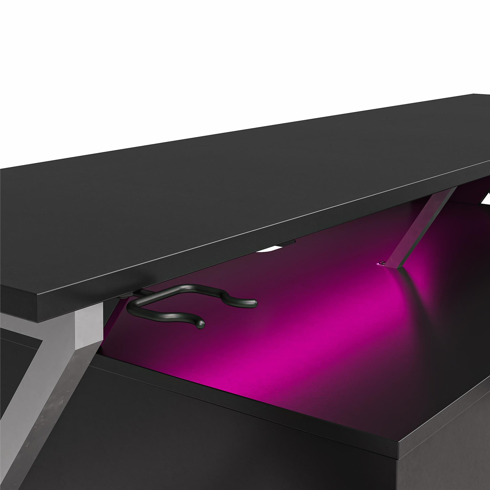 Xtreme Gaming Console & TV Stand with LED Light Kit for TVs up to 65" , Black - Black