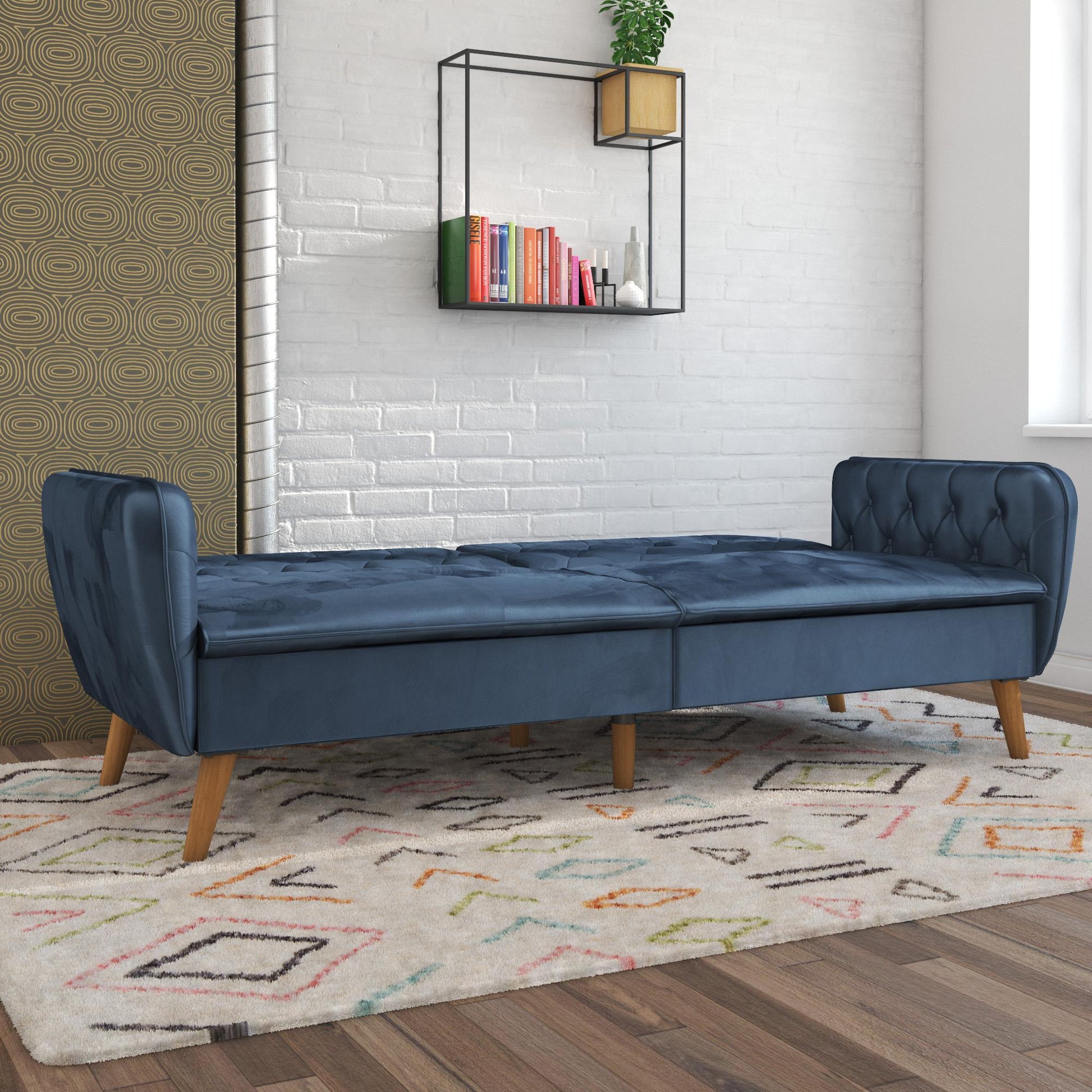 Tallulah Memory Foam Futon - Blue Velvet