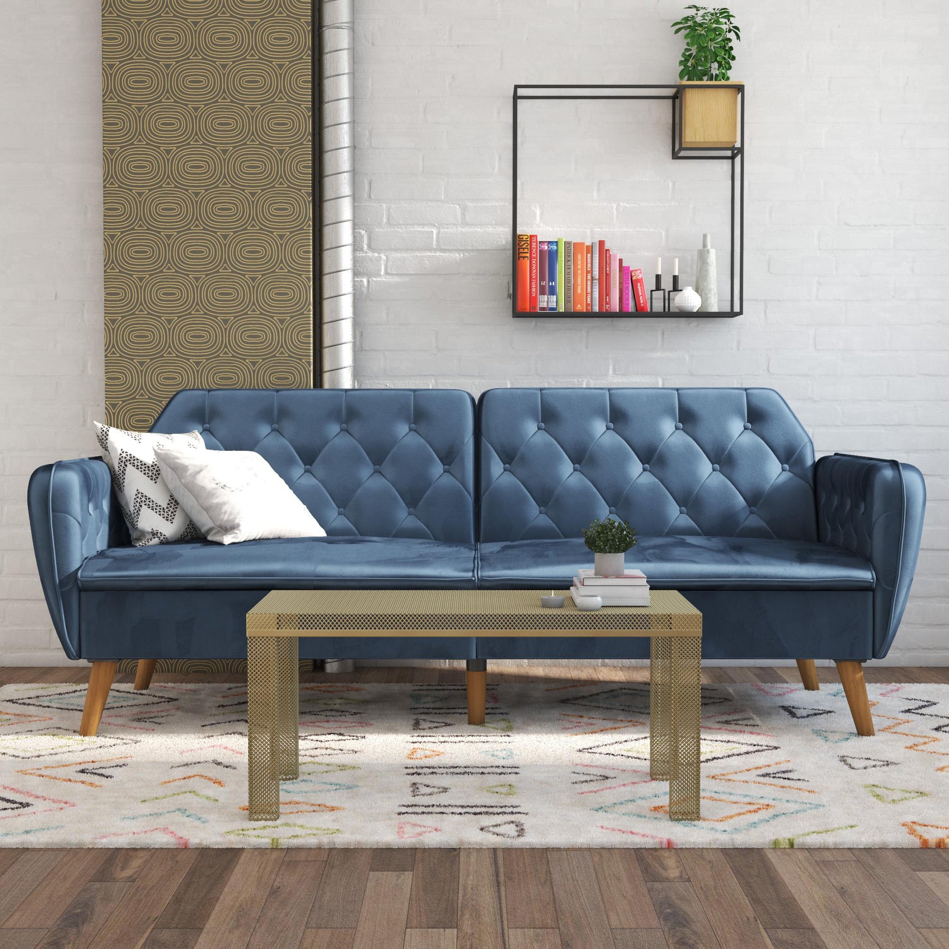 Tallulah Memory Foam Futon - Blue Velvet