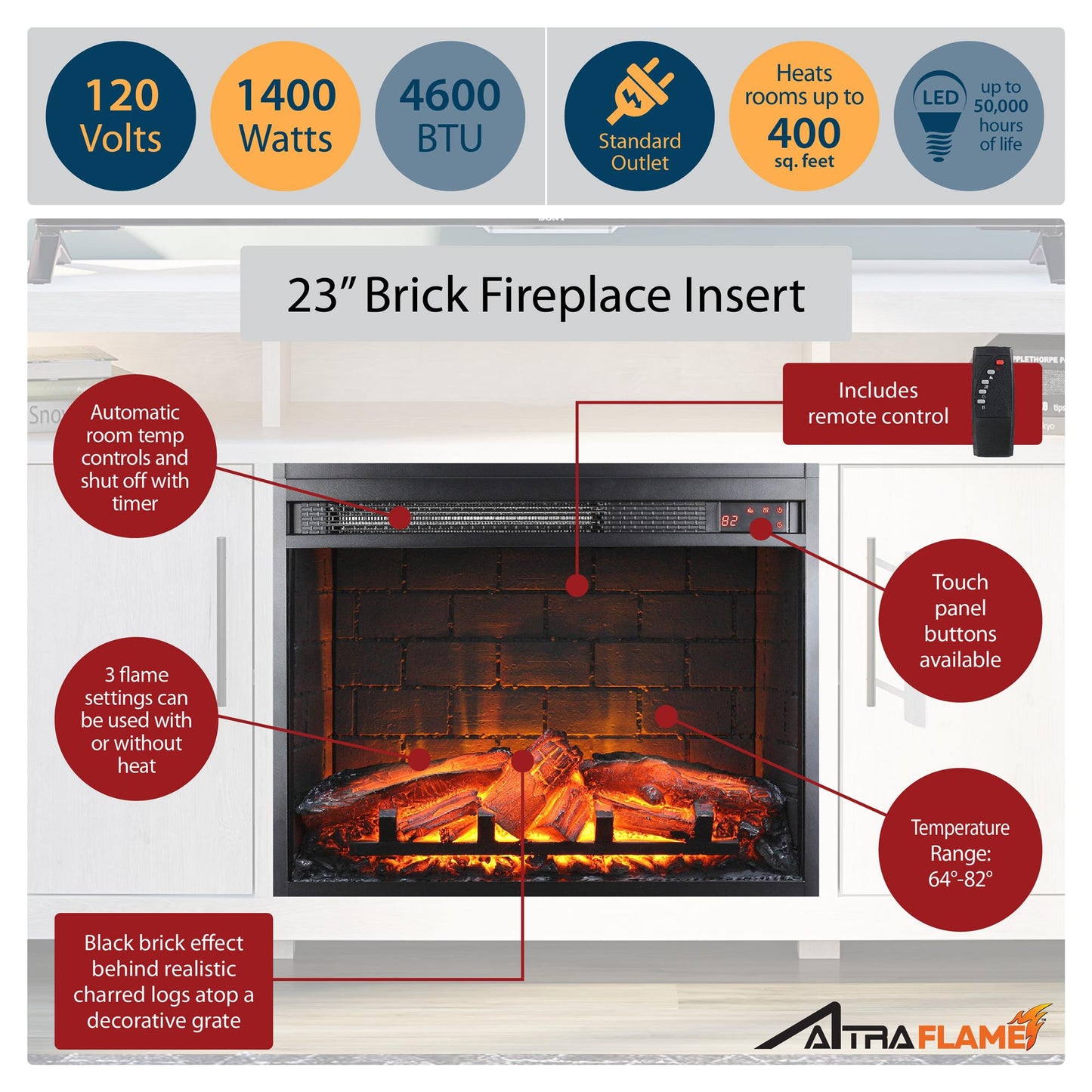 Garrick Electric Fireplace TV Console for TVs up to 75" - Ivory Oak