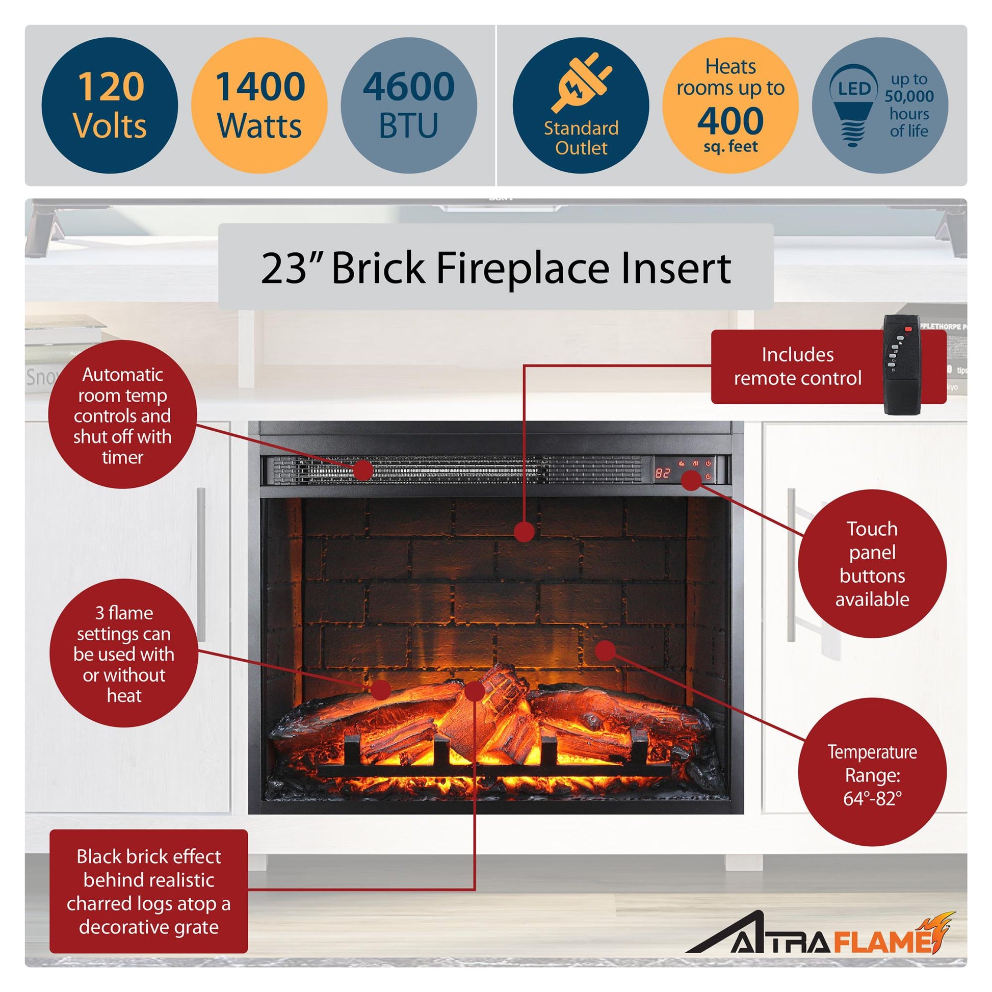 Garrick Electric Fireplace TV Console for TVs up to 75" - Ivory Oak