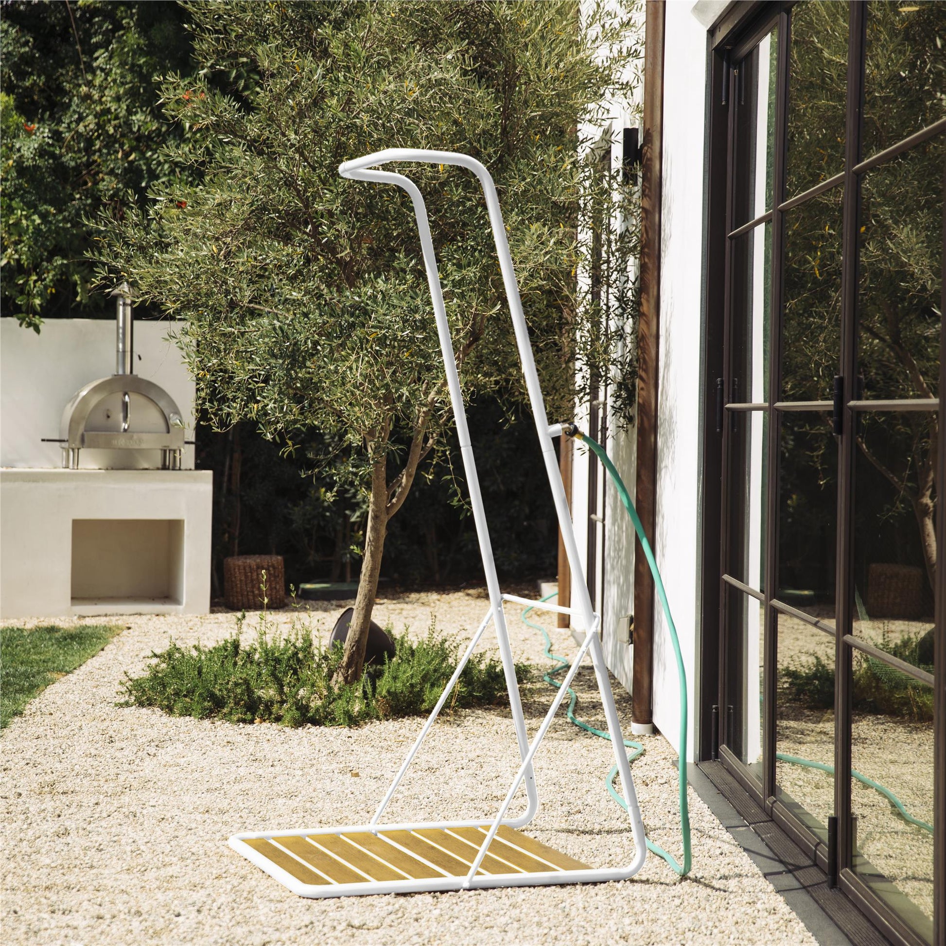 Poolside Gossip Collection Rainey Outdoor Shower with XL Base and Waterfall Bar - White - 1-Pack