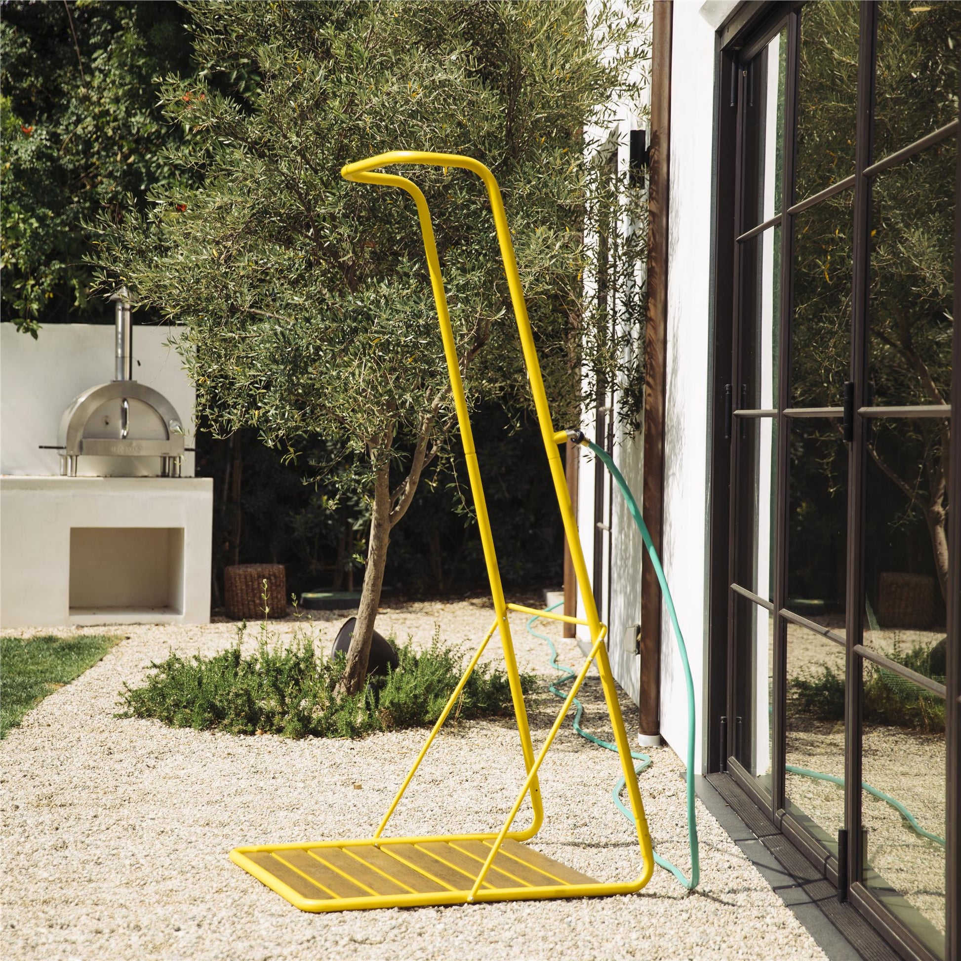 Poolside Gossip Collection Rainey Outdoor Shower with XL Base and Waterfall Bar - Yellow - 1-Pack