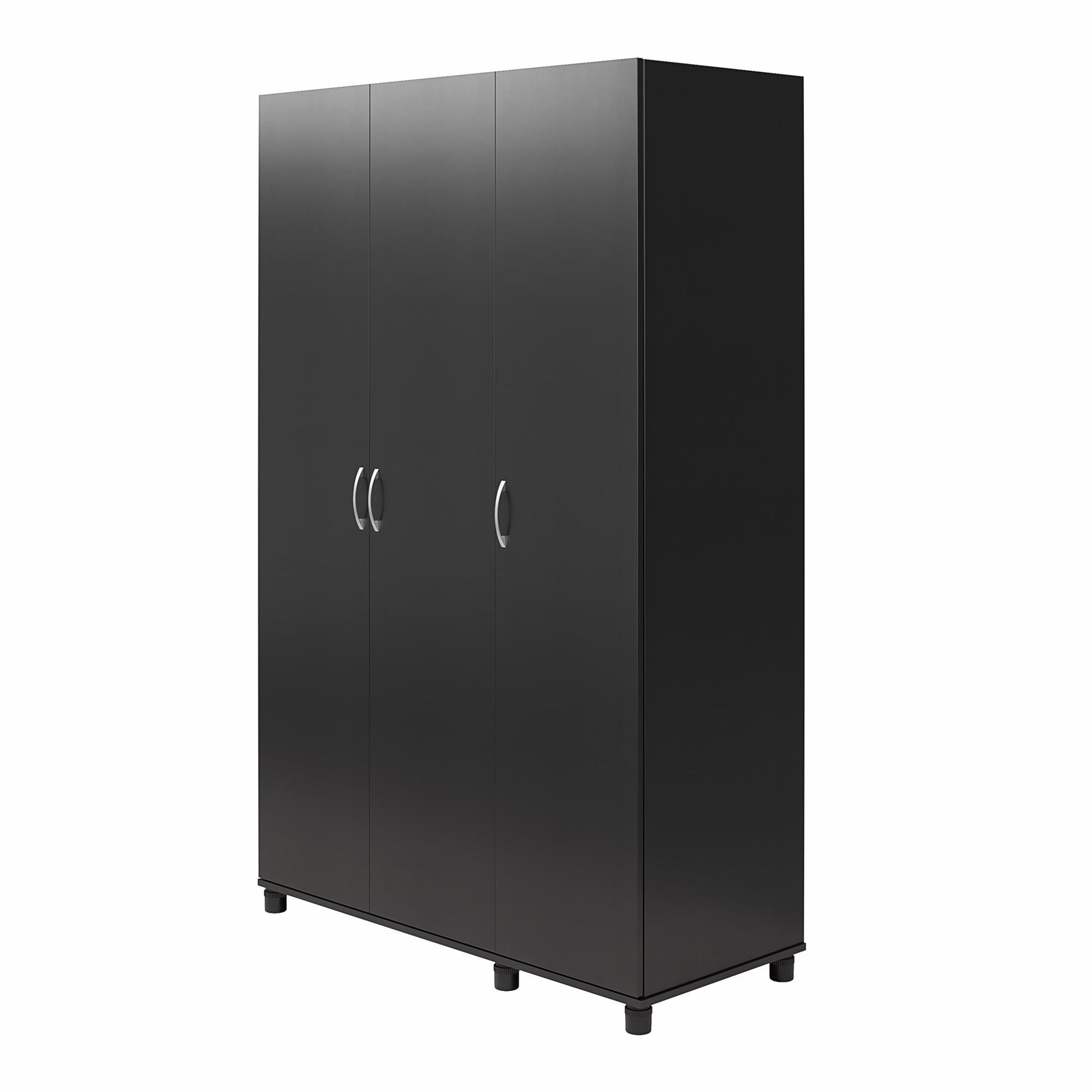 Basin 3  Door Wardrobe with Clothing Rod & Adjustable Shelving - Black