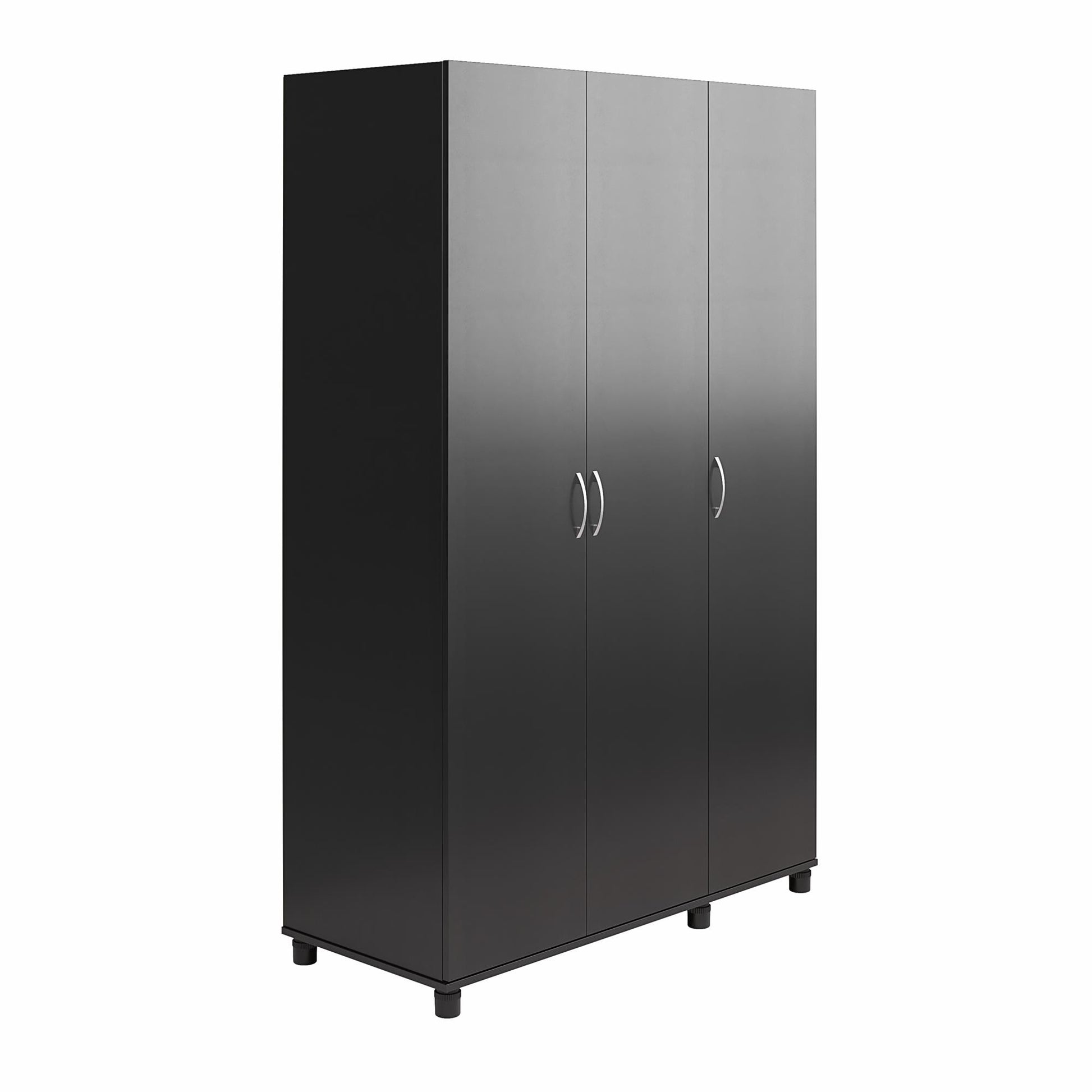 Basin 3  Door Wardrobe with Clothing Rod & Adjustable Shelving - Black
