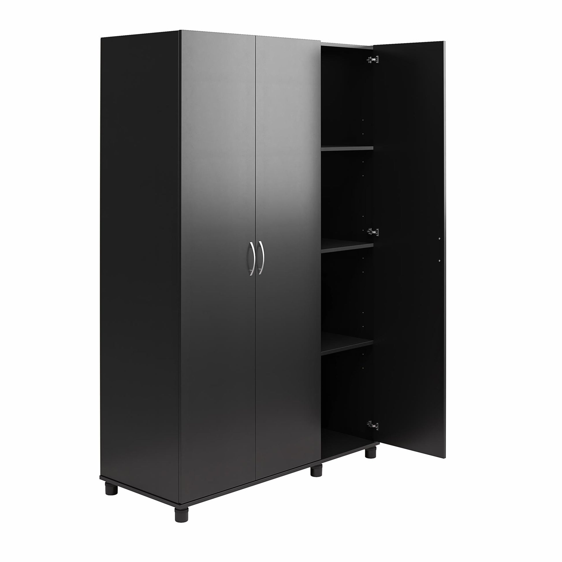 Basin 3  Door Wardrobe with Clothing Rod & Adjustable Shelving - Black