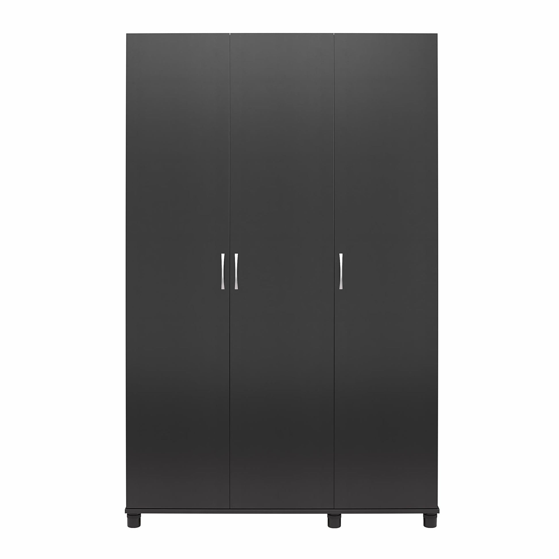 Basin 3  Door Wardrobe with Clothing Rod & Adjustable Shelving - Black
