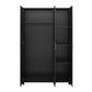 Basin 3  Door Wardrobe with Clothing Rod & Adjustable Shelving - Black