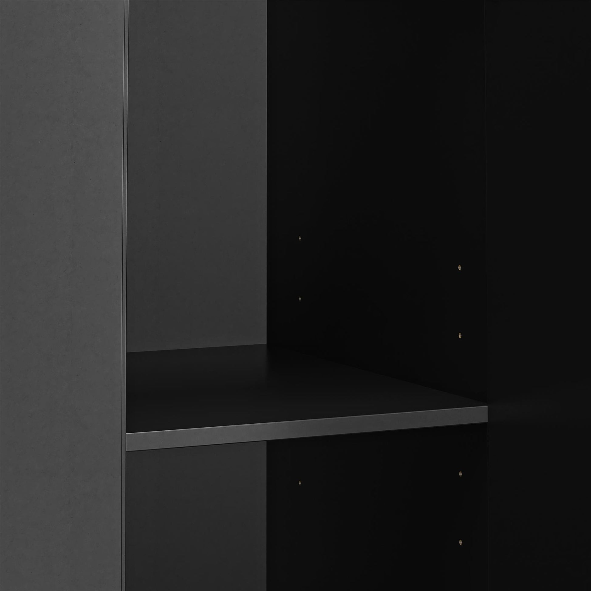 Basin 3  Door Wardrobe with Clothing Rod & Adjustable Shelving - Black