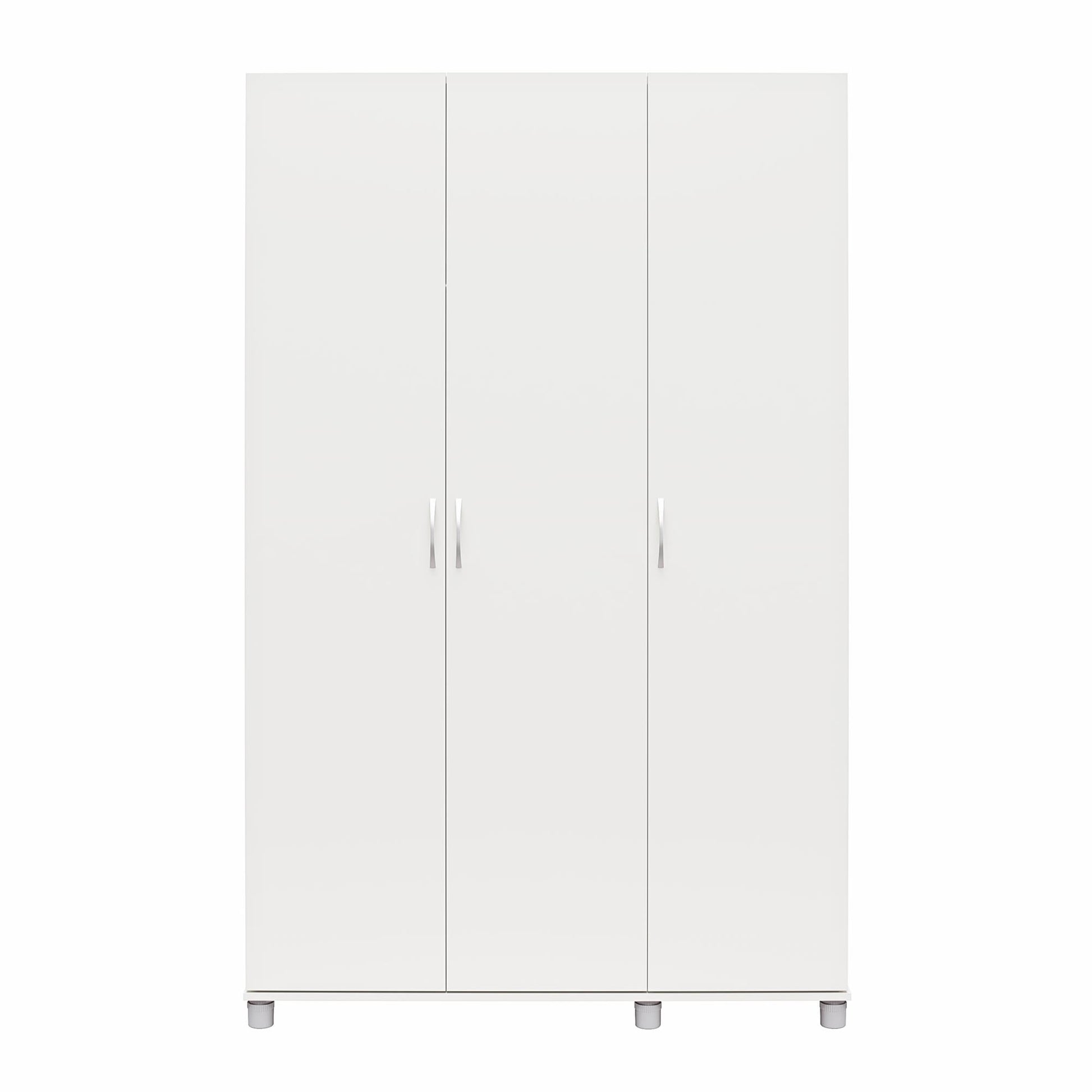 Basin 3 Door Wardrobe with Clothing Rod & Adjustable Shelving - White