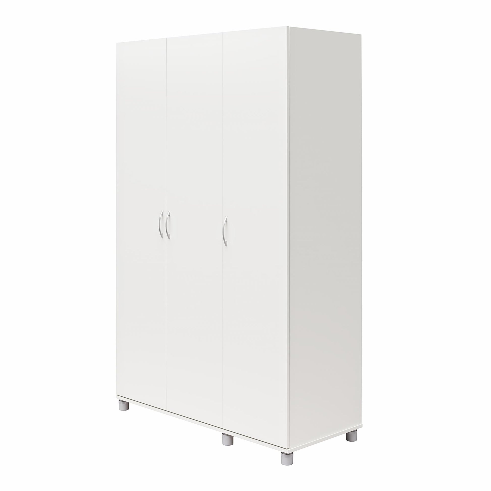 Basin 3 Door Wardrobe with Clothing Rod & Adjustable Shelving - White