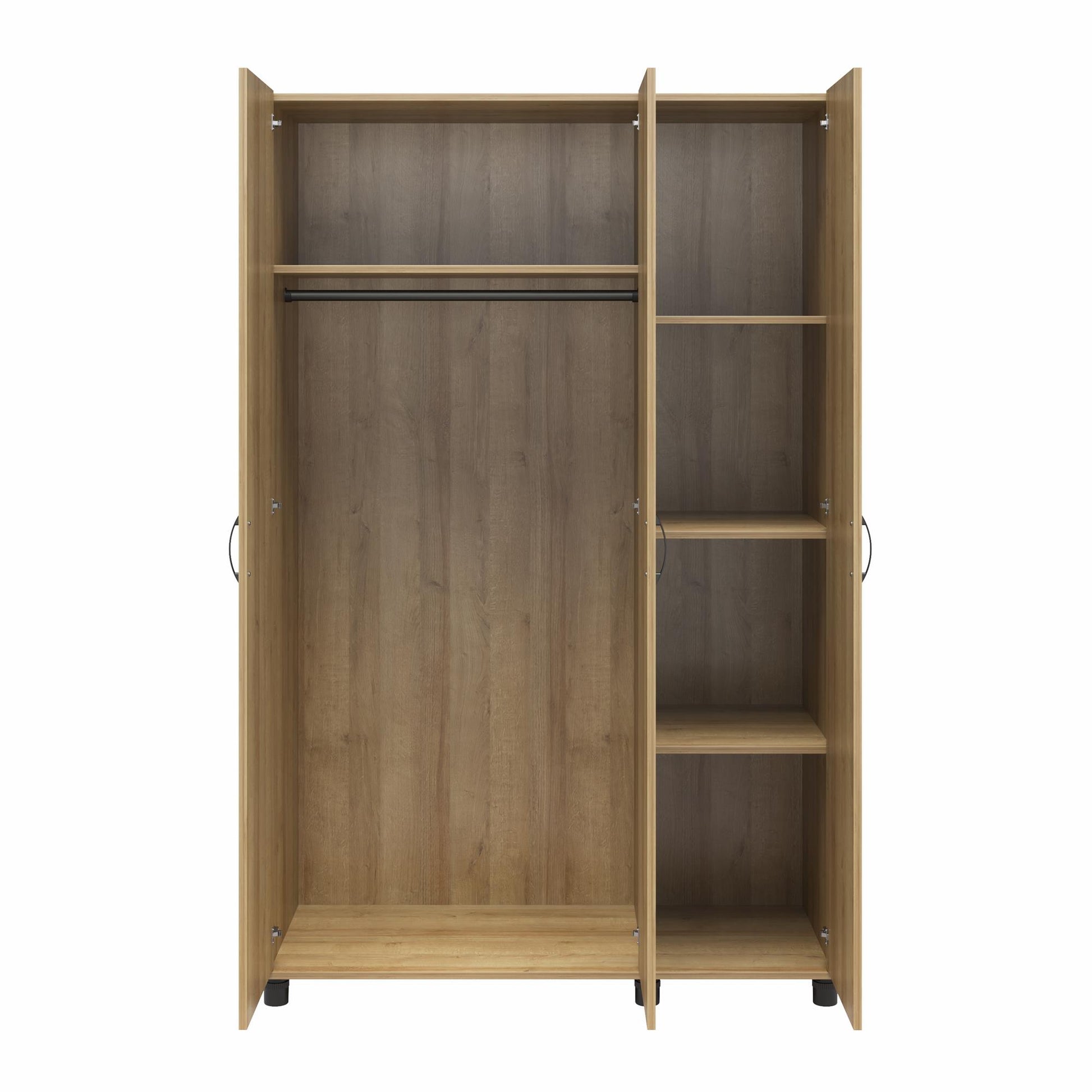 Basin 3 Door Wardrobe with Clothing Rod & Adjustable Shelving - Natural