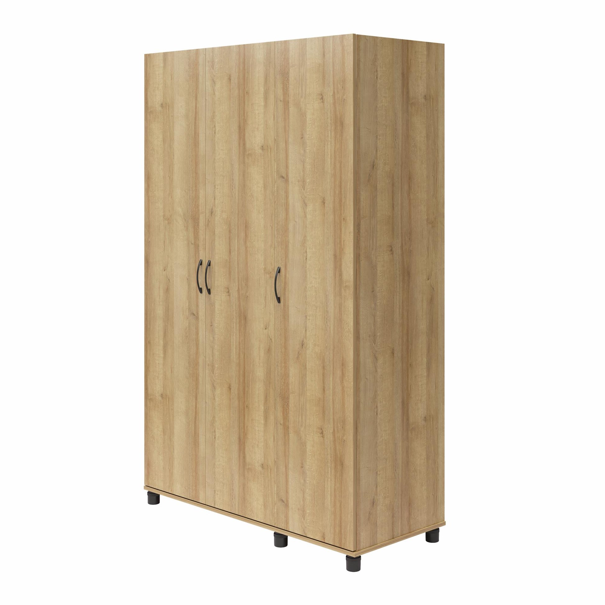 Basin 3 Door Wardrobe with Clothing Rod & Adjustable Shelving - Natural