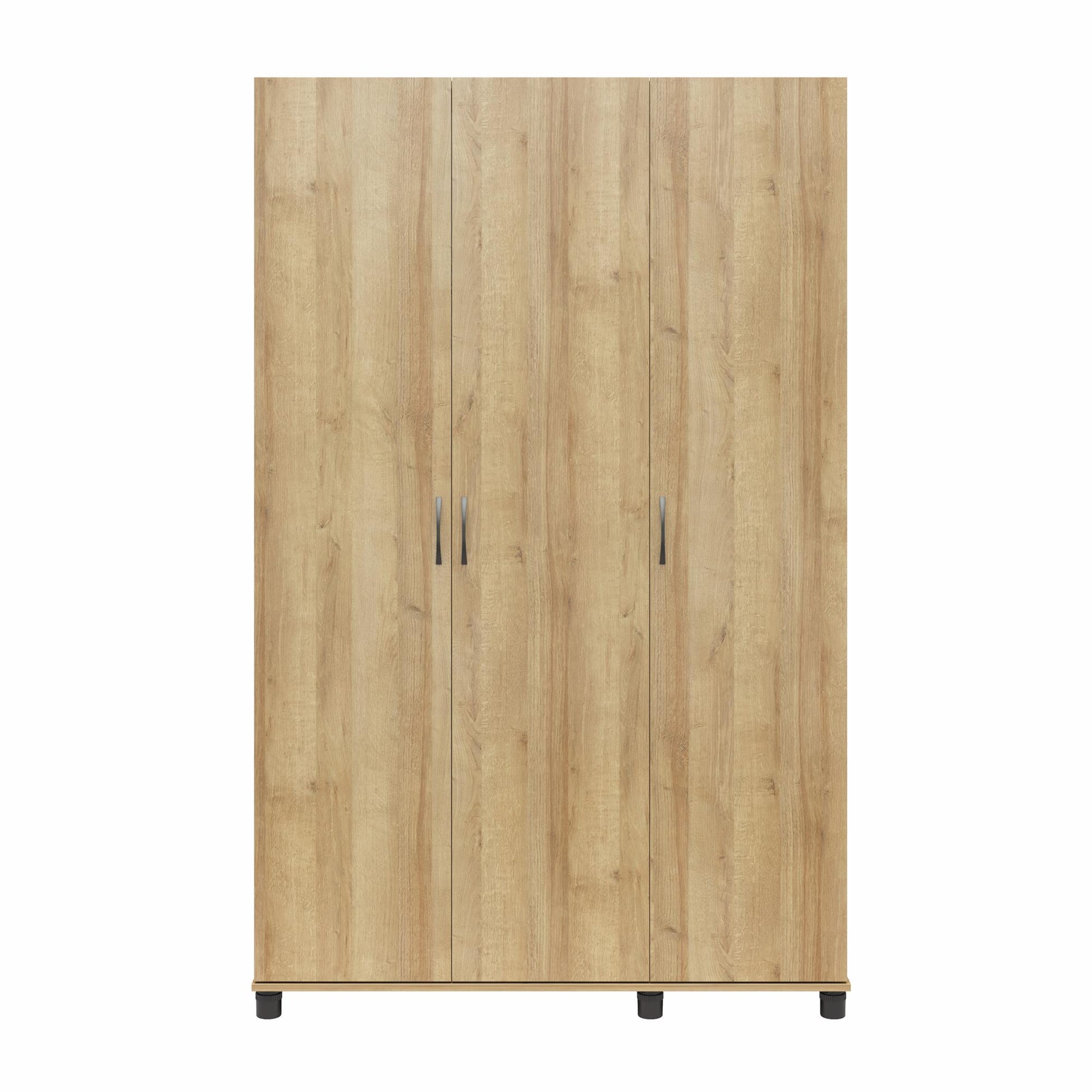 Basin 3 Door Wardrobe with Clothing Rod & Adjustable Shelving - Natural