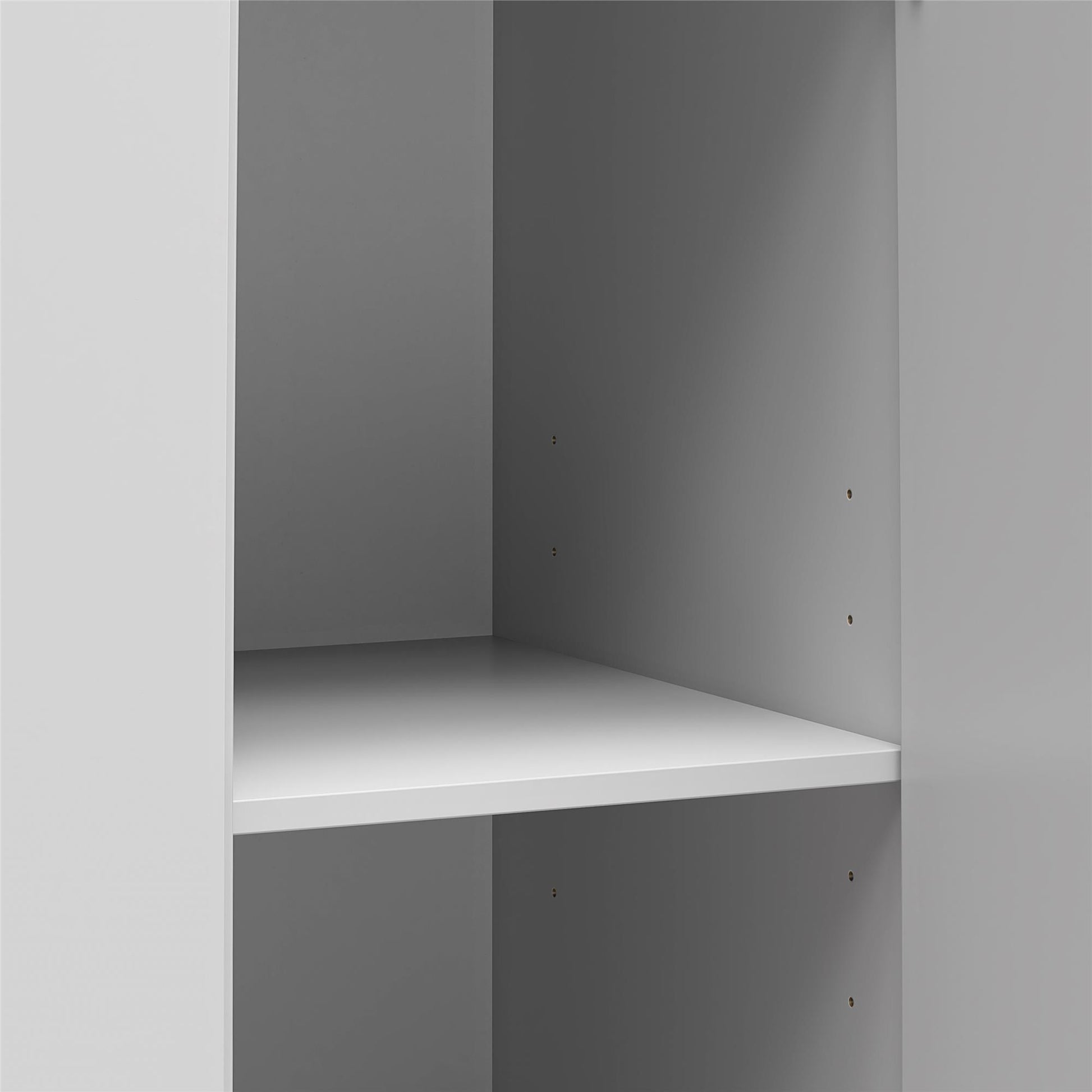 Basin 3 Door Wardrobe with Clothing Rod & Adjustable Shelving - Dove Gray