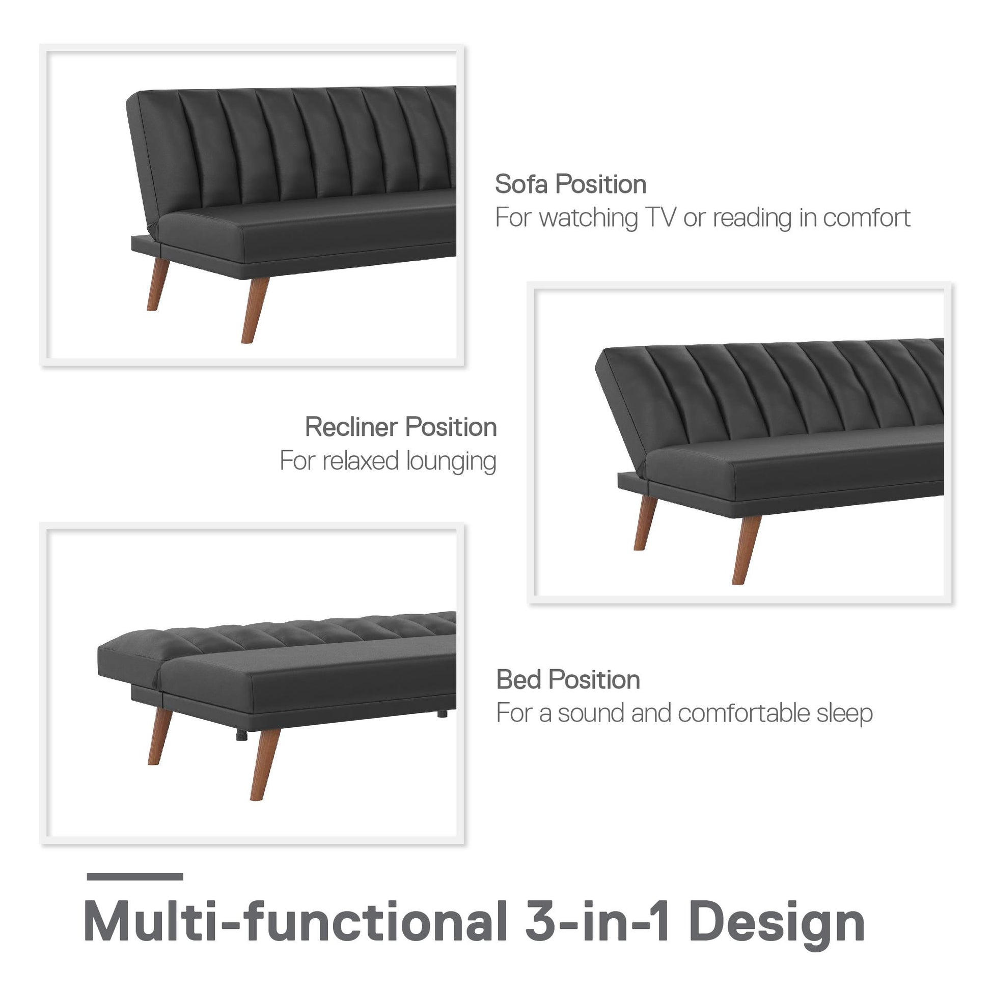 Brittany Armless Futon - Black