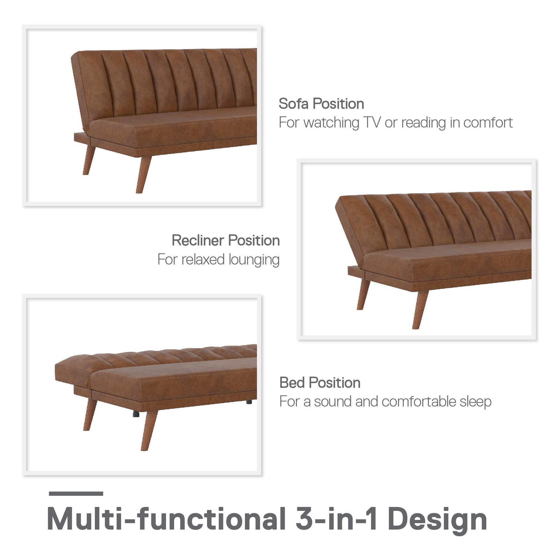 Brittany Armless Futon - Camel