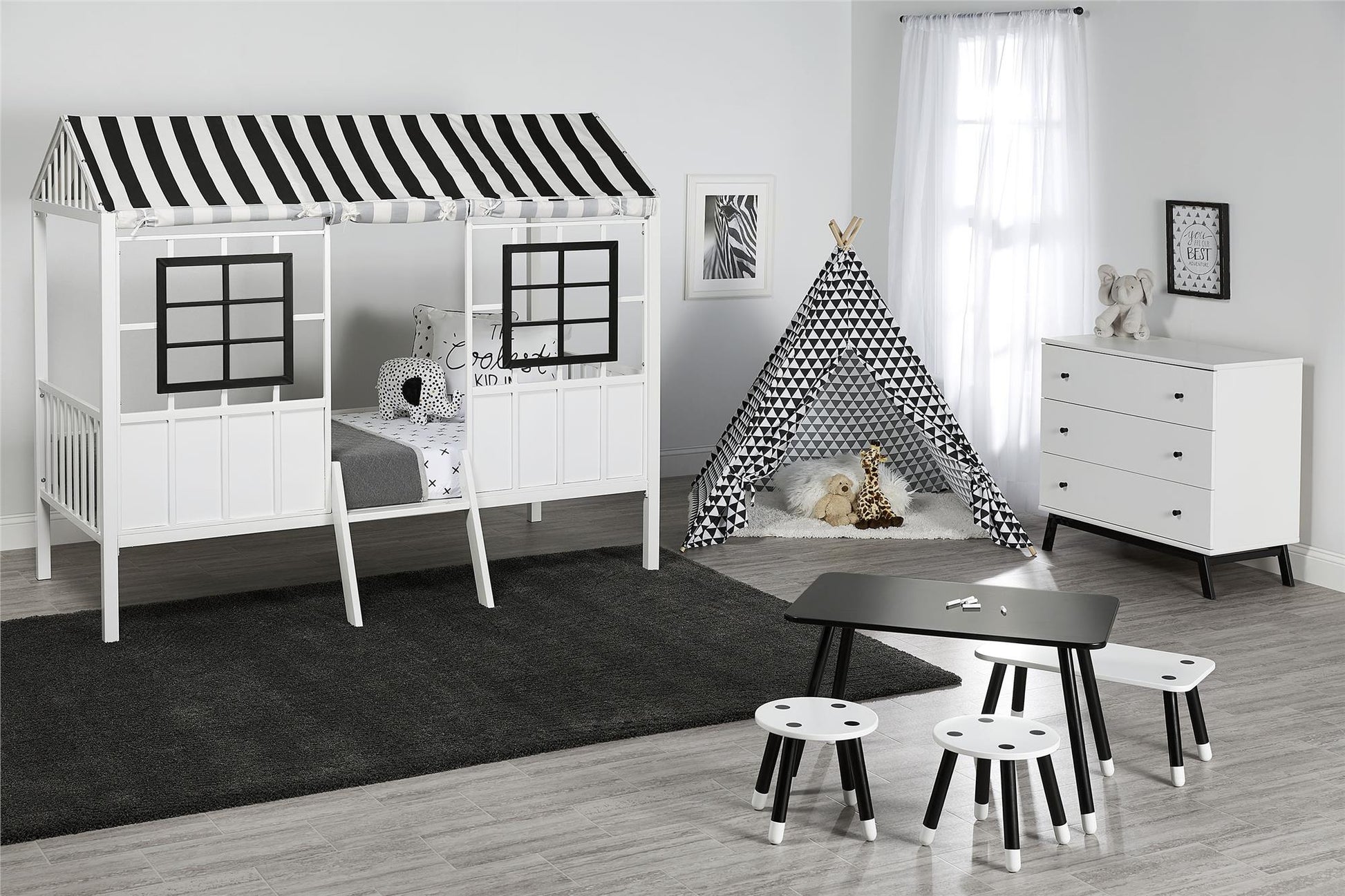 Rowan Valley Lark Urban 3 Drawer Dresser with Angled Metal Base - White