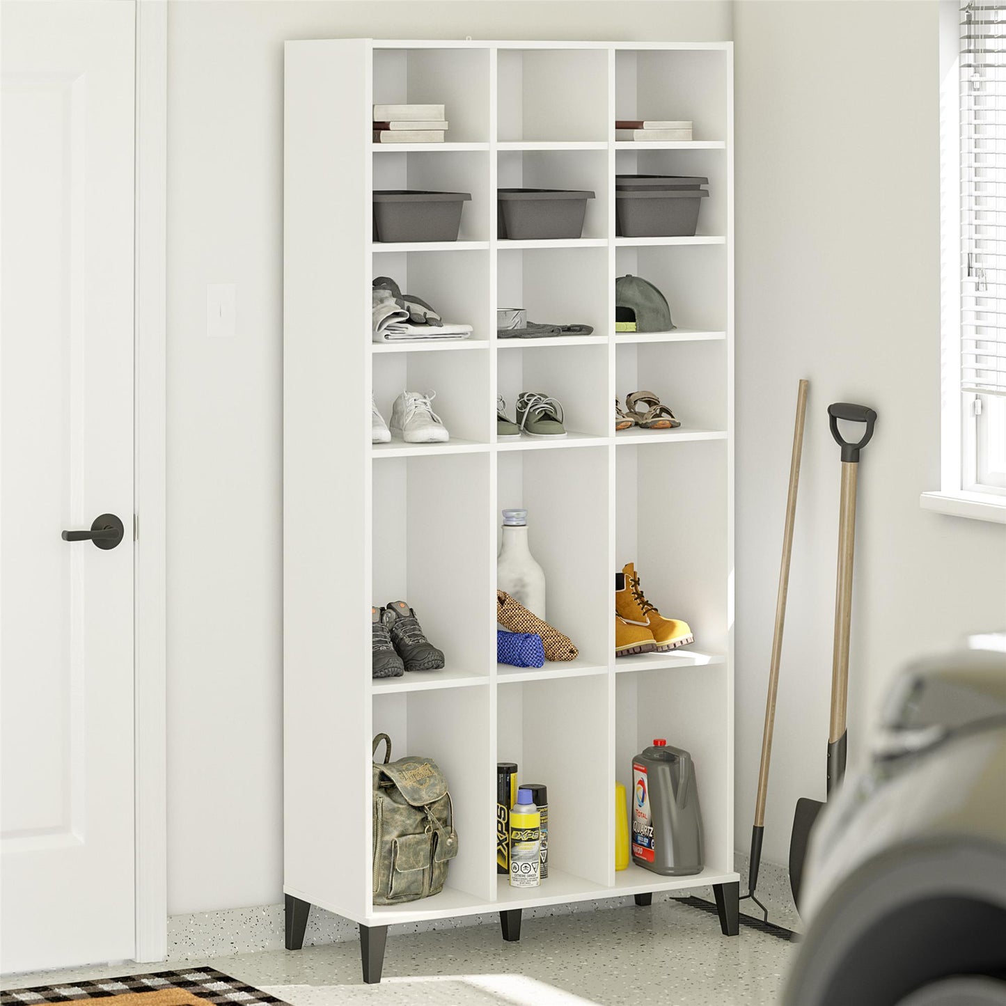 Flex Athletic Shoe Storage Cabinet for Boots & Tennis Shoes - White