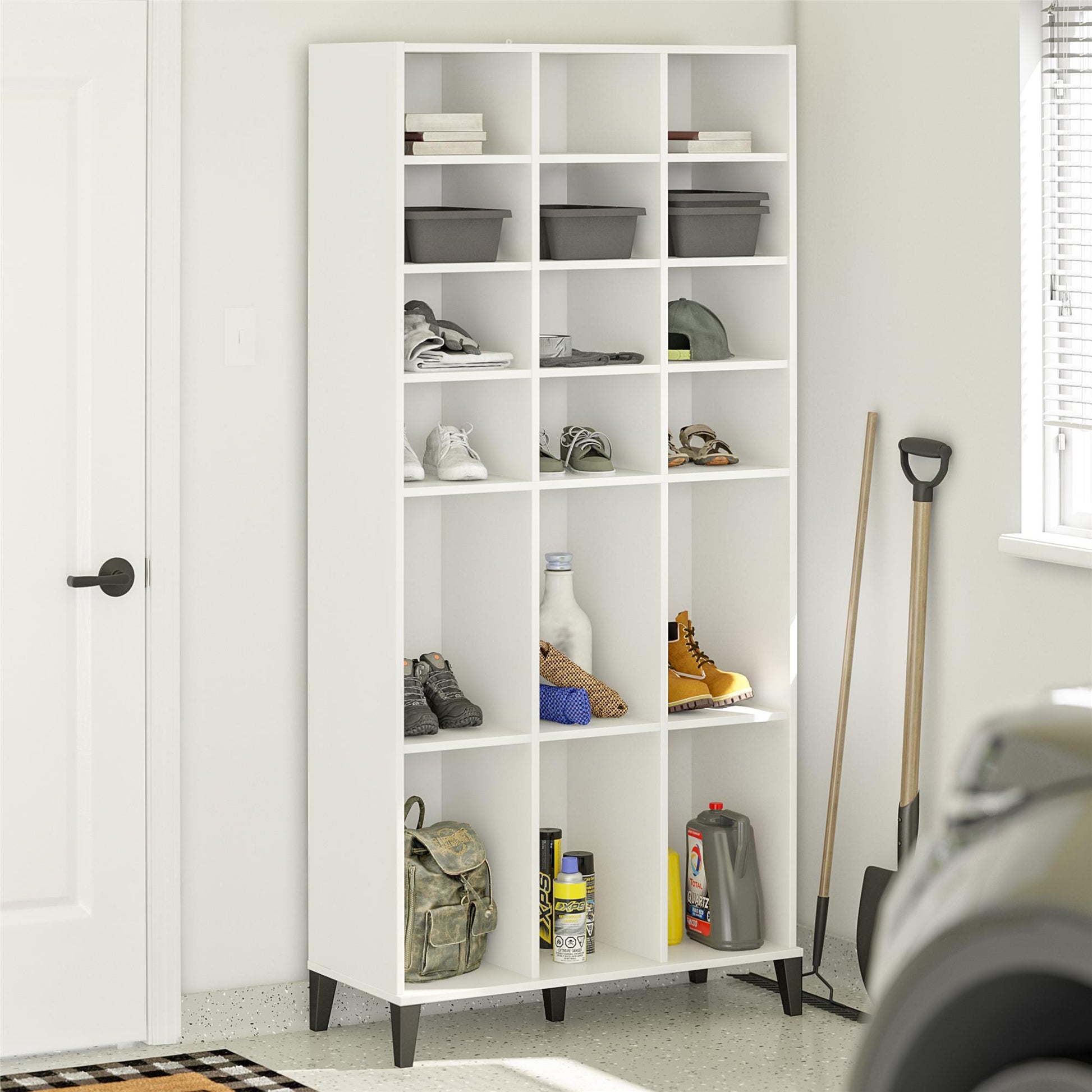 Flex Athletic Shoe Storage Cabinet for Boots & Tennis Shoes - White