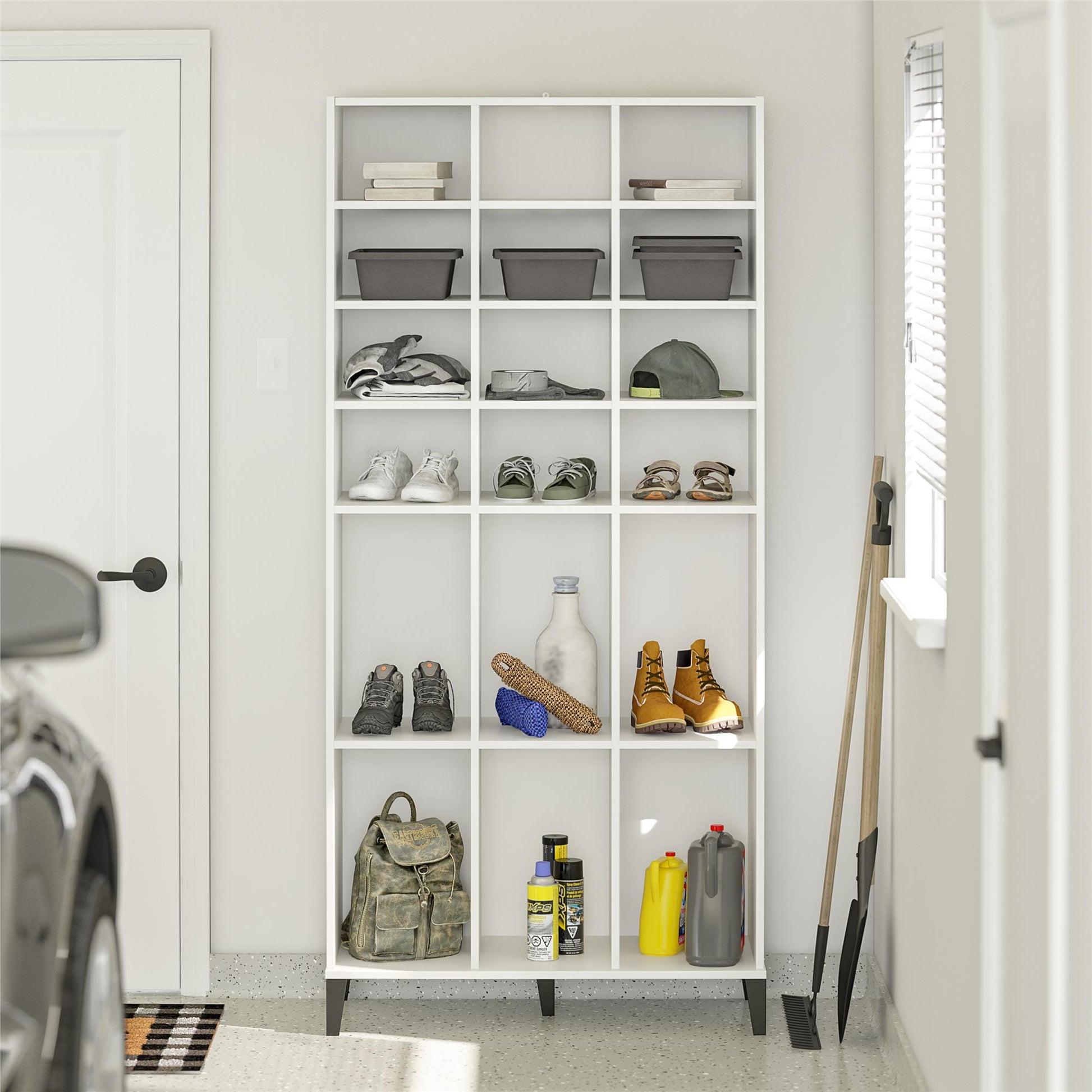 Flex Athletic Shoe Storage Cabinet for Boots & Tennis Shoes - White