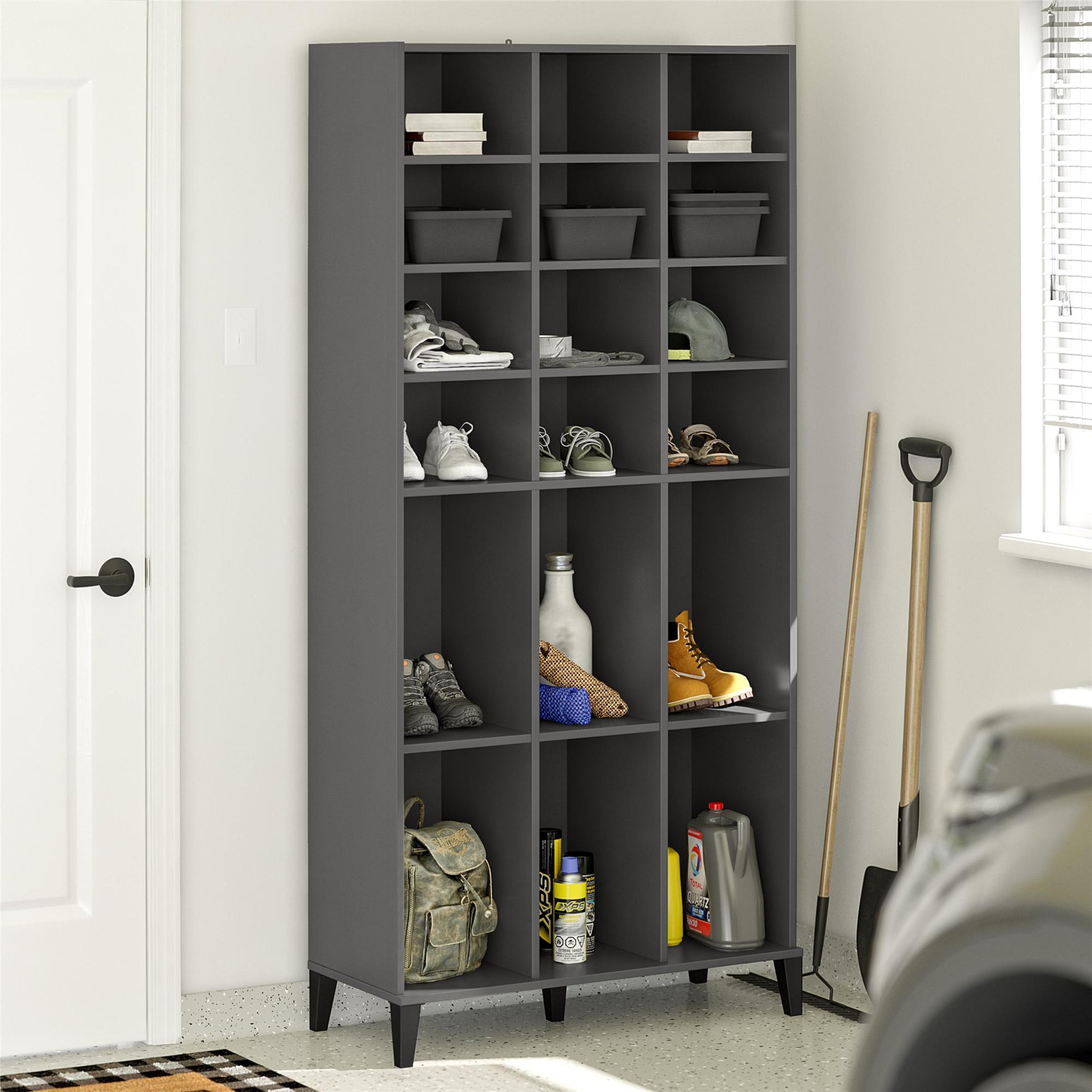 Flex Athletic Shoe Storage Cabinet for Boots & Tennis Shoes - Graphite