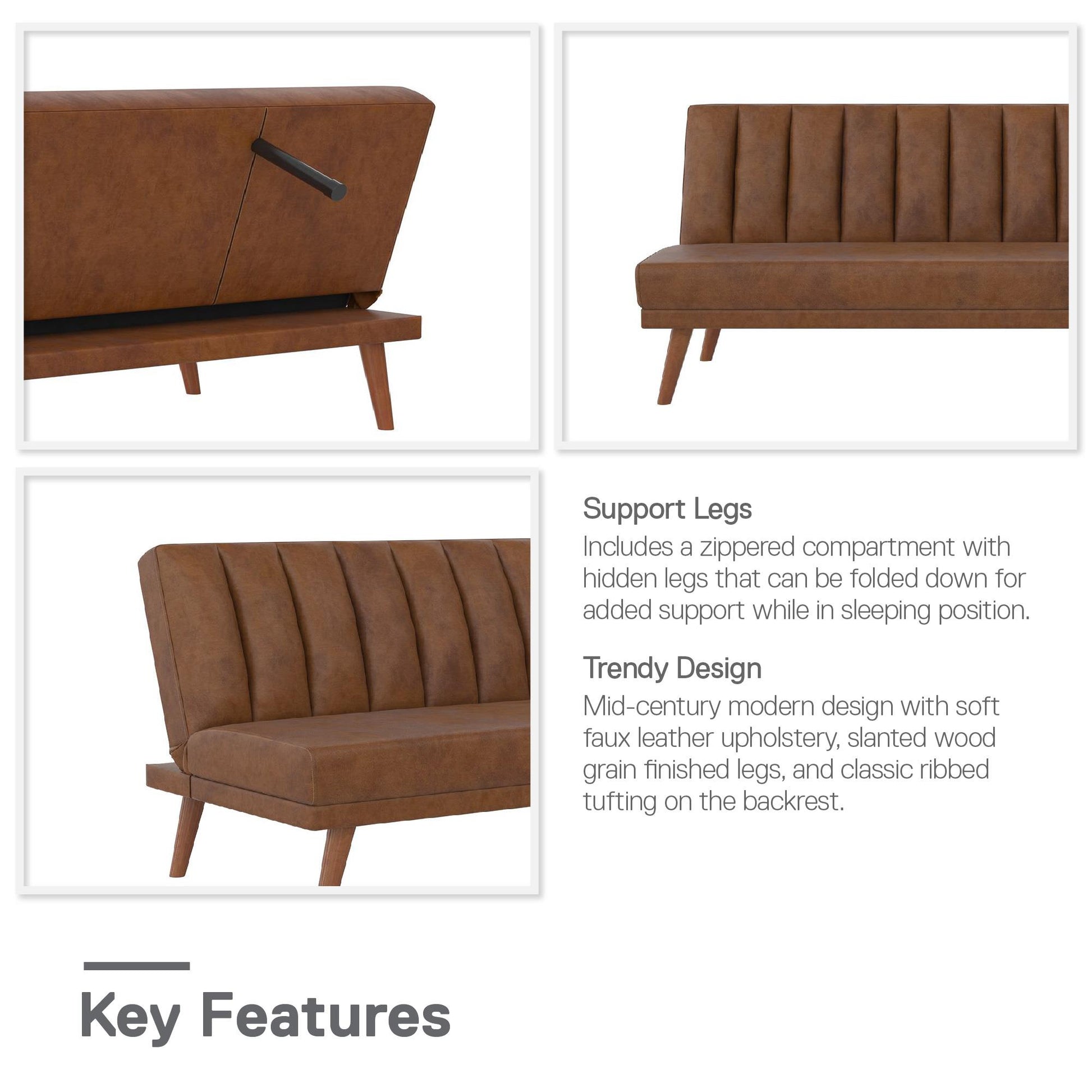 Brittany Armless Futon - Camel