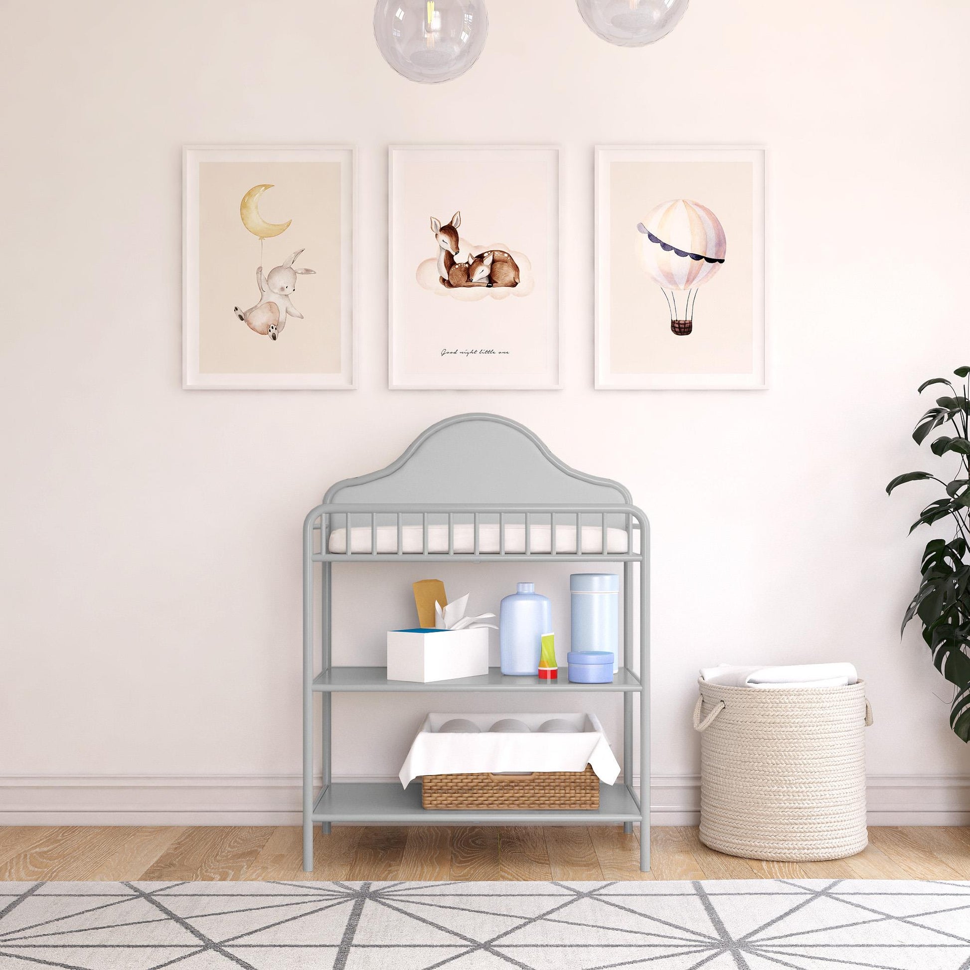 Piper Upholstered Metal Changing Table - Dove Gray