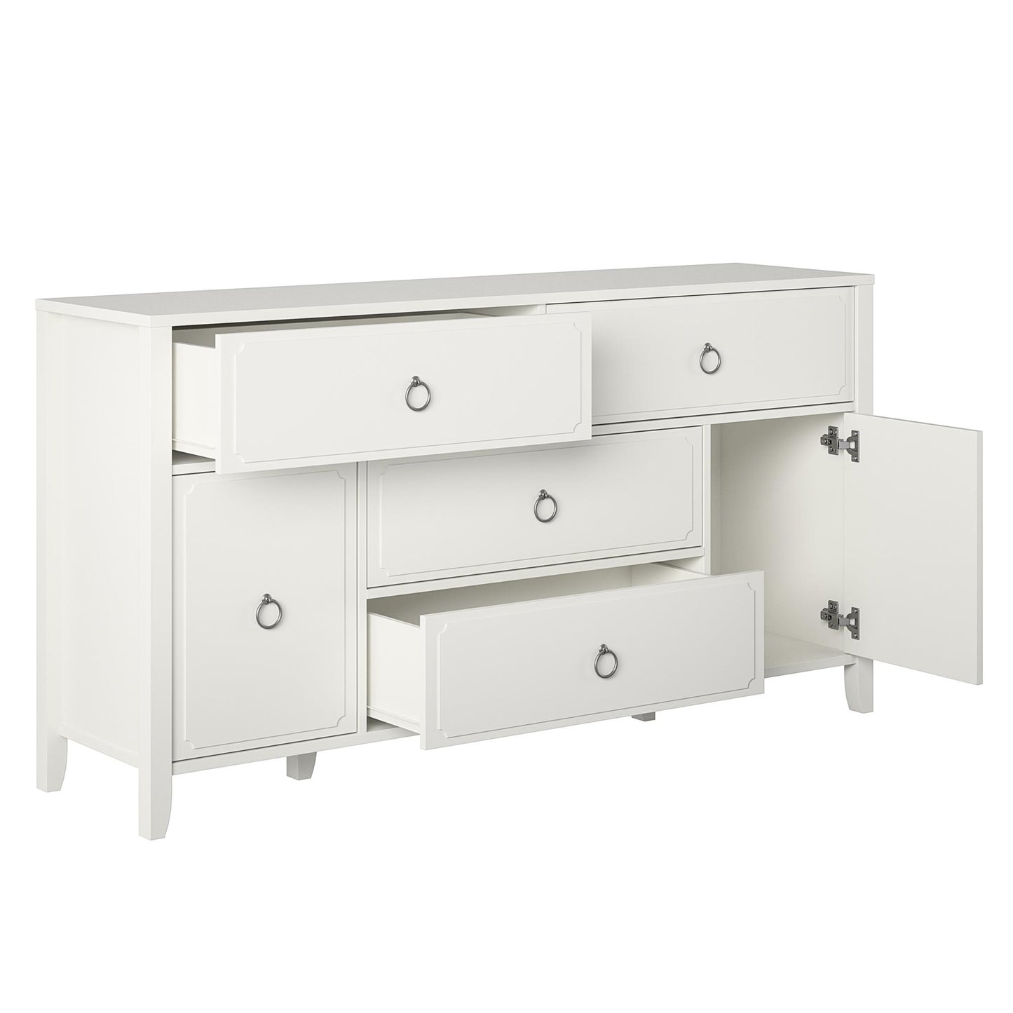 Her Majesty 4 Drawer/2 Door Wide Dresser, Soft White - White