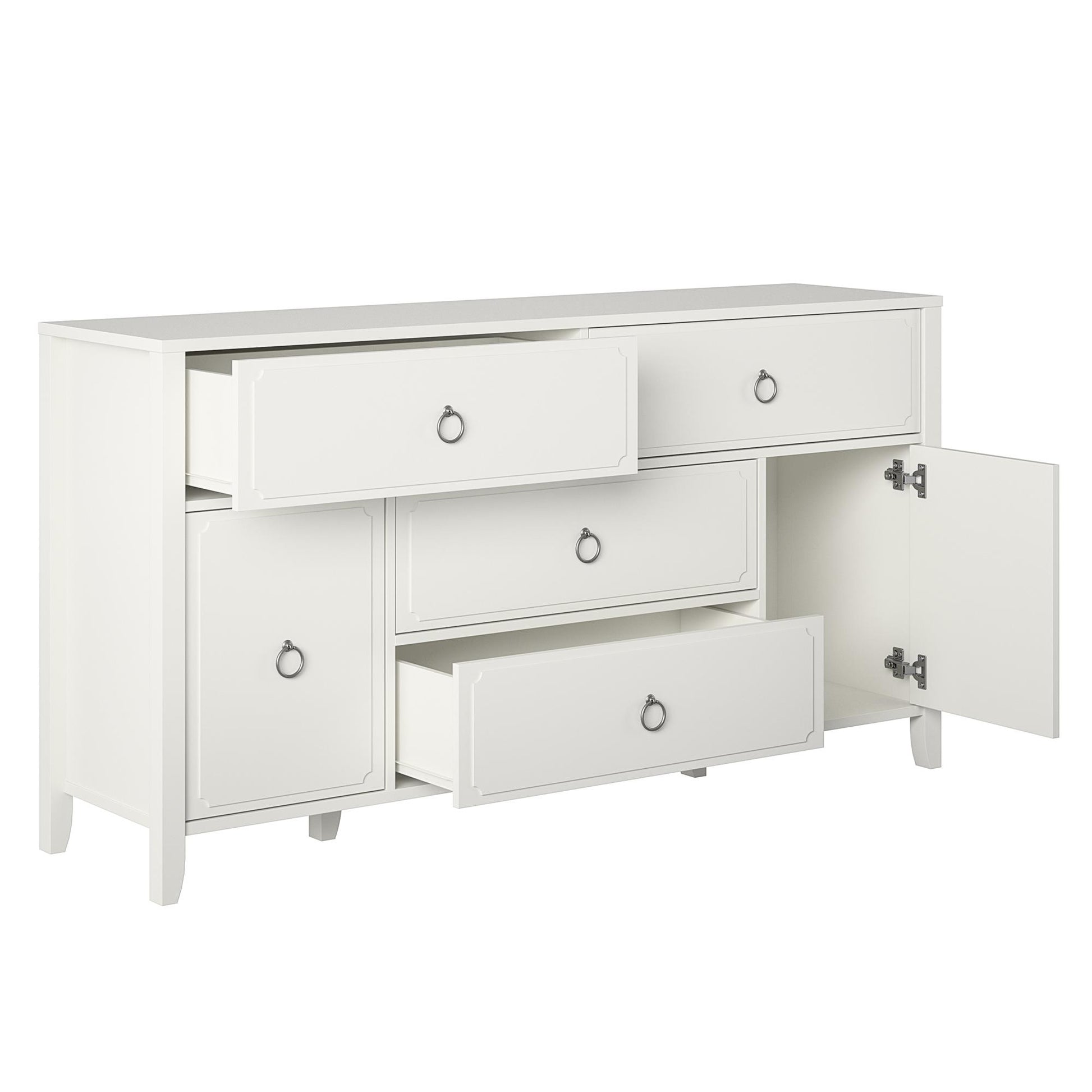 Her Majesty 4 Drawer/2 Door Wide Dresser, Soft White - White