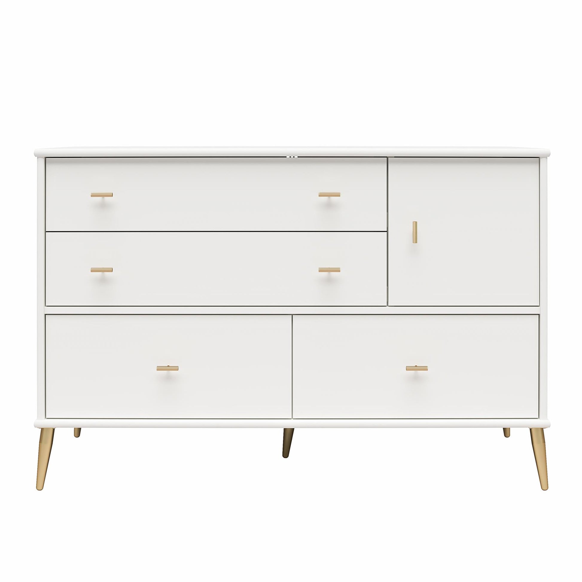 Valentina Asymmetrical 4 Drawer / 1 Door Convertible Dresser - White