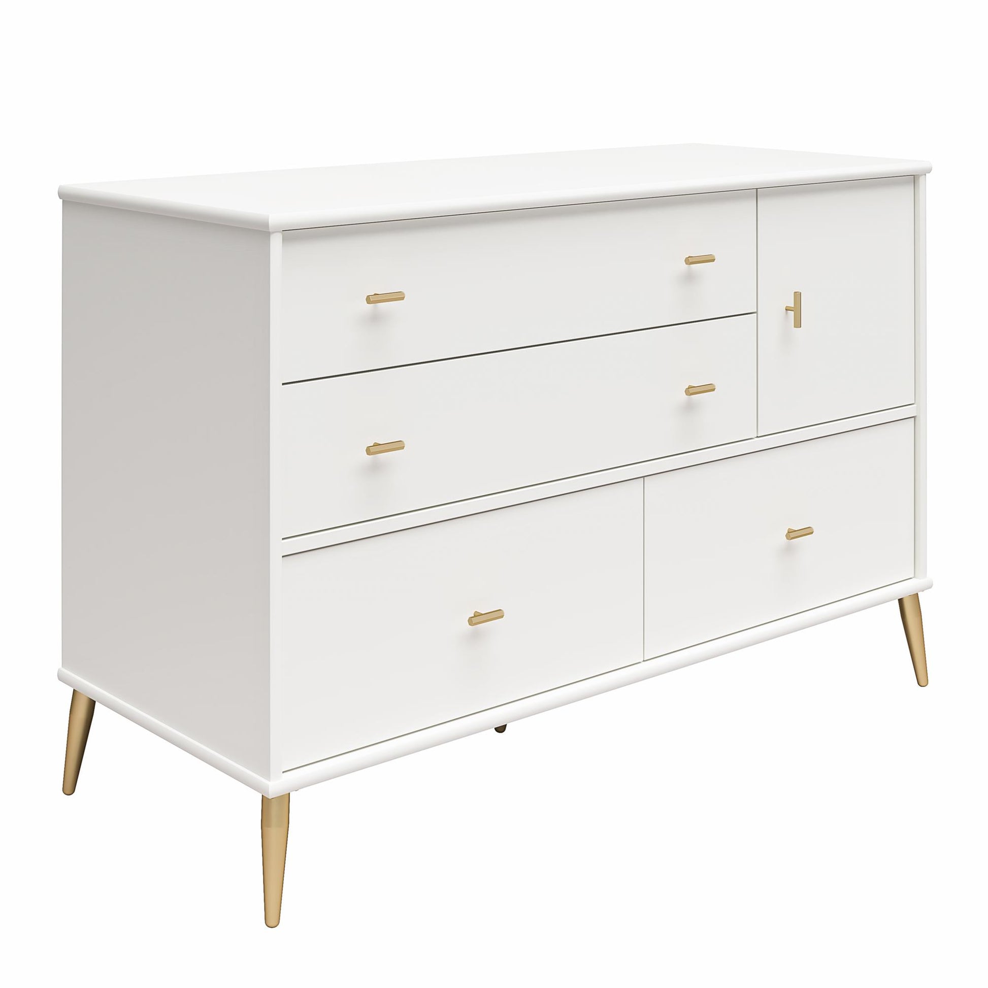 Valentina Asymmetrical 4 Drawer / 1 Door Convertible Dresser - White