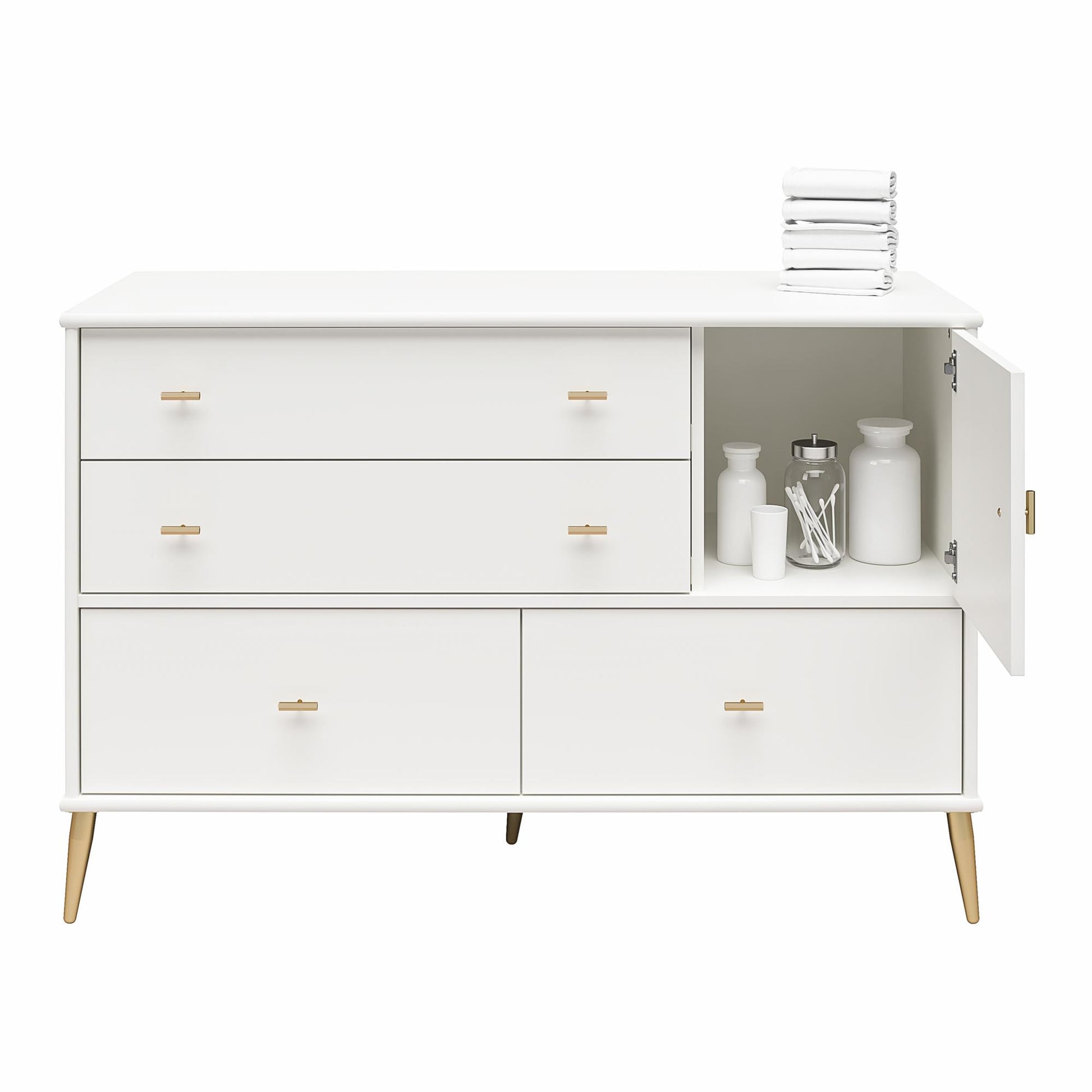 Valentina Asymmetrical 4 Drawer / 1 Door Convertible Dresser - White