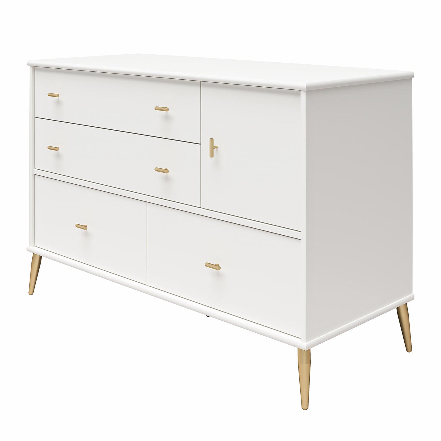 Valentina Asymmetrical 4 Drawer / 1 Door Convertible Dresser - White