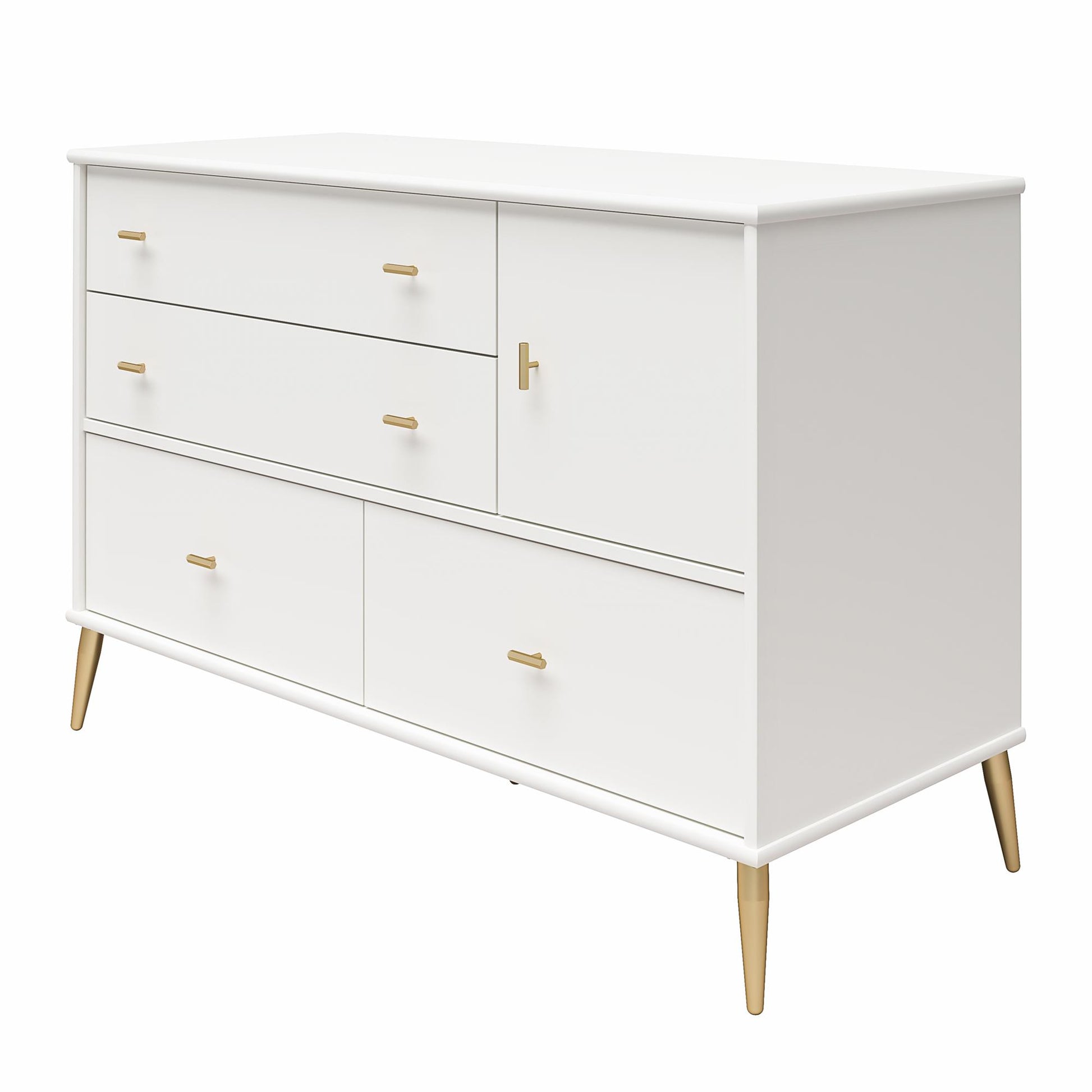 Valentina Asymmetrical 4 Drawer / 1 Door Convertible Dresser - White