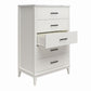 Lynnhaven Modern Tall 5 Drawer with Tapered Legs & Marble Top - White
