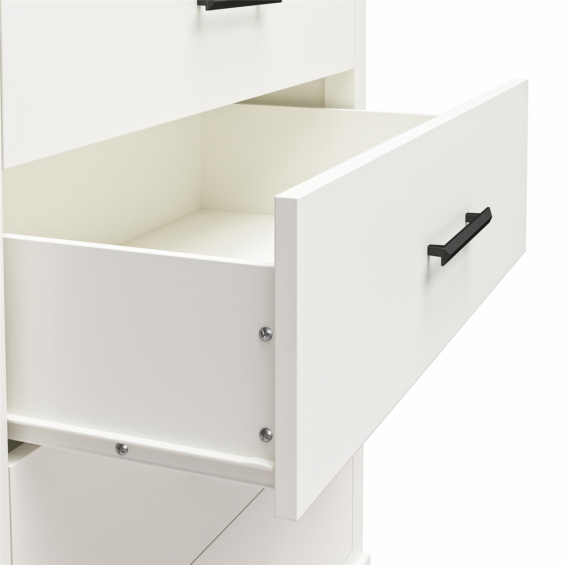 Lynnhaven Modern Tall 5 Drawer with Tapered Legs & Marble Top - White