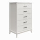 Lynnhaven Modern Tall 5 Drawer with Tapered Legs & Marble Top - White
