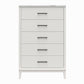 Lynnhaven Modern Tall 5 Drawer with Tapered Legs & Marble Top - White