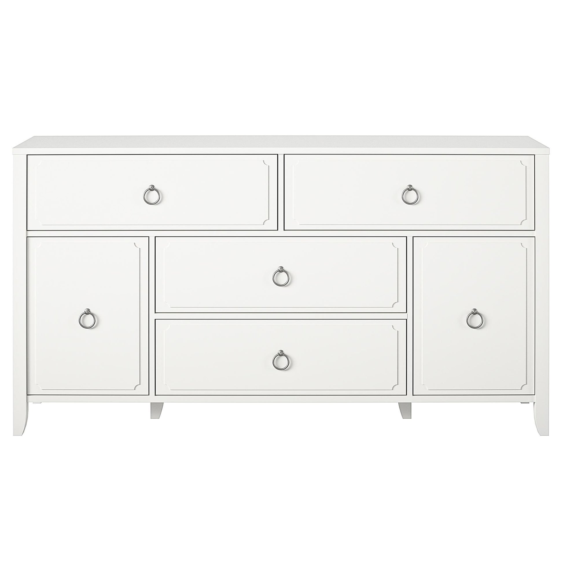 Her Majesty 4 Drawer/2 Door Wide Dresser, Soft White - White