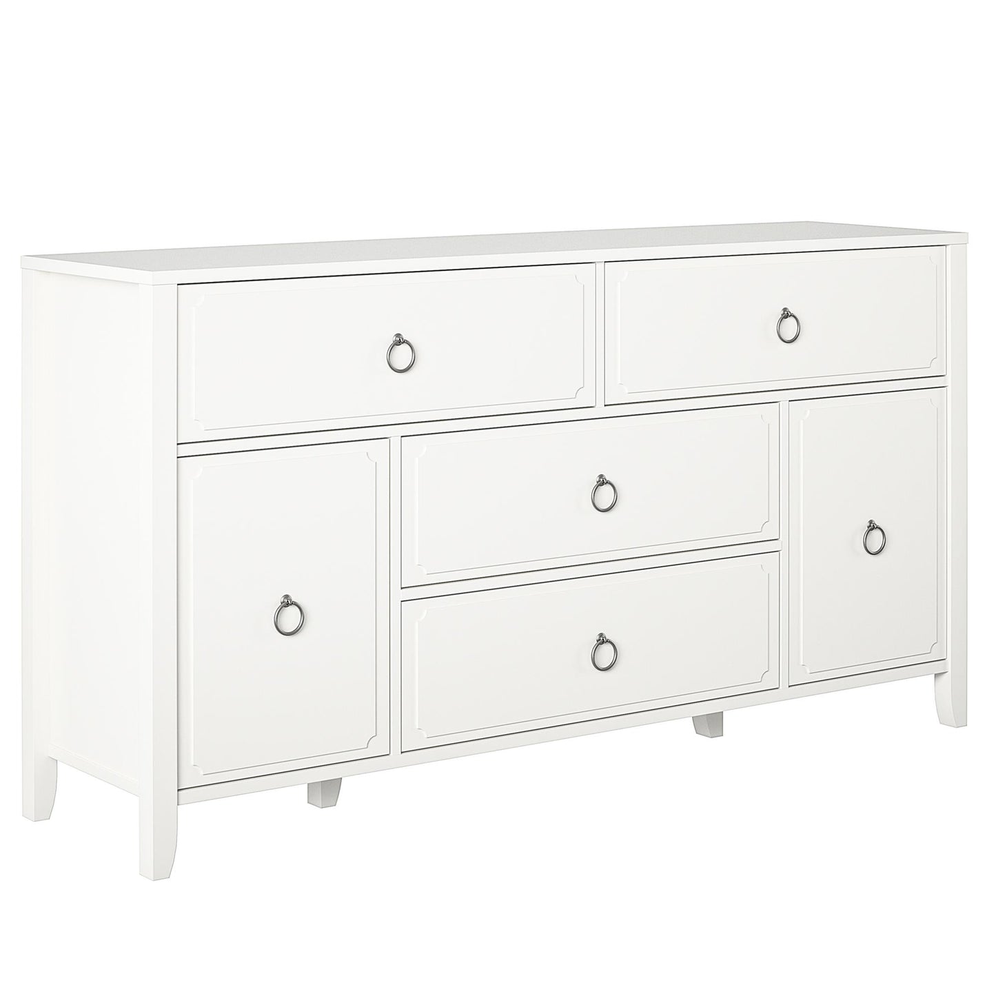 Her Majesty 4 Drawer/2 Door Wide Dresser, Soft White - White