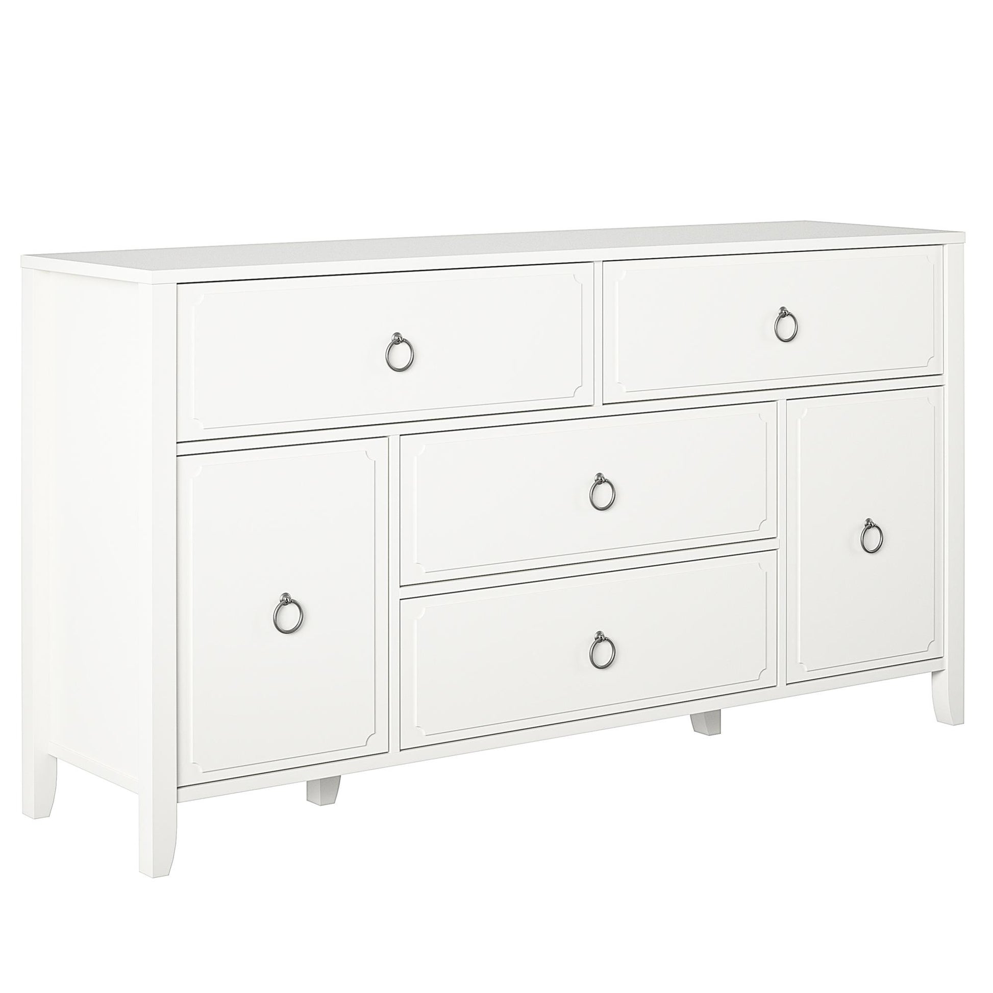 Her Majesty 4 Drawer/2 Door Wide Dresser, Soft White - White