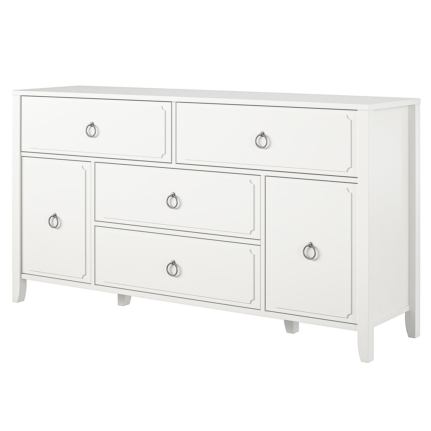 Her Majesty 4 Drawer/2 Door Wide Dresser, Soft White - White
