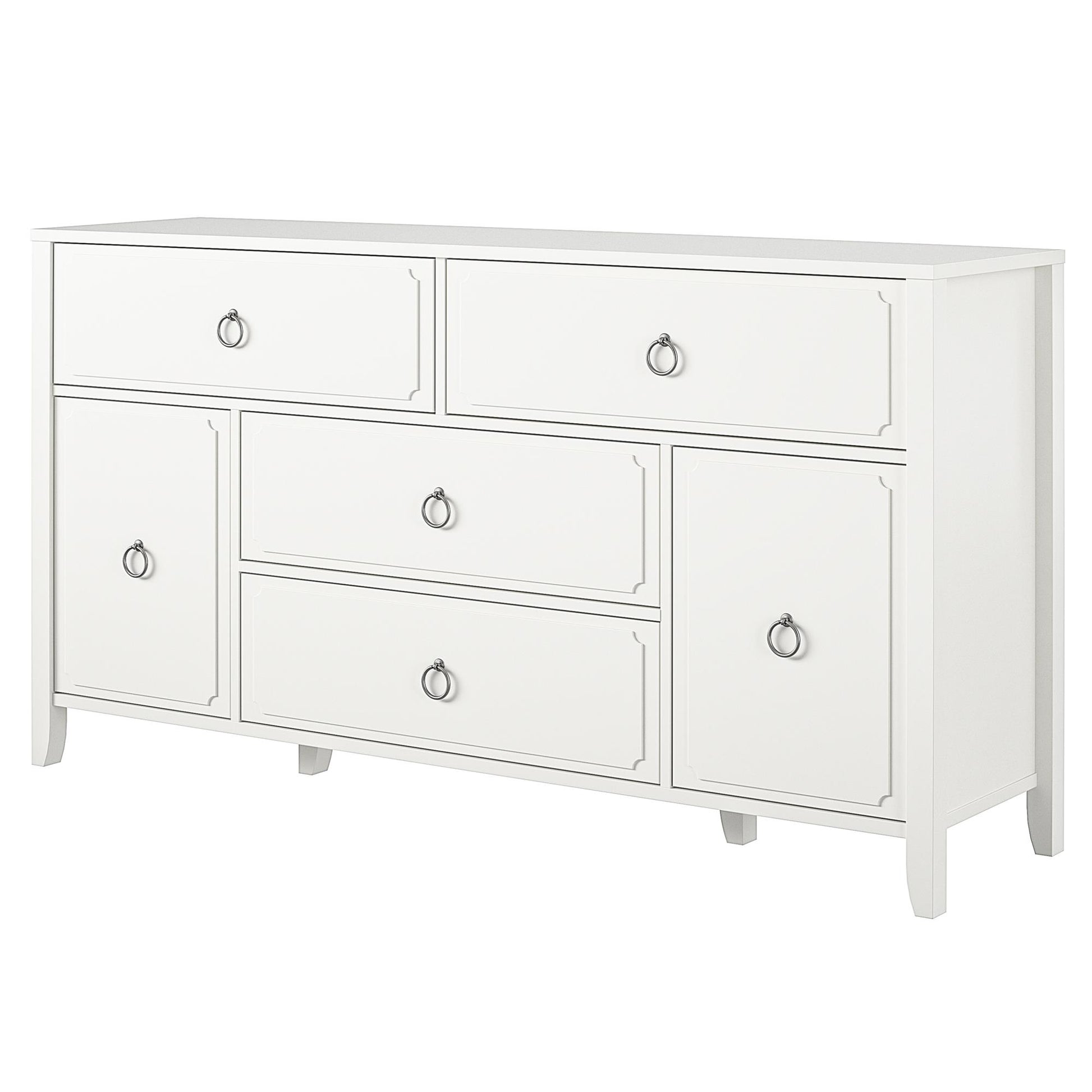 Her Majesty 4 Drawer/2 Door Wide Dresser, Soft White - White