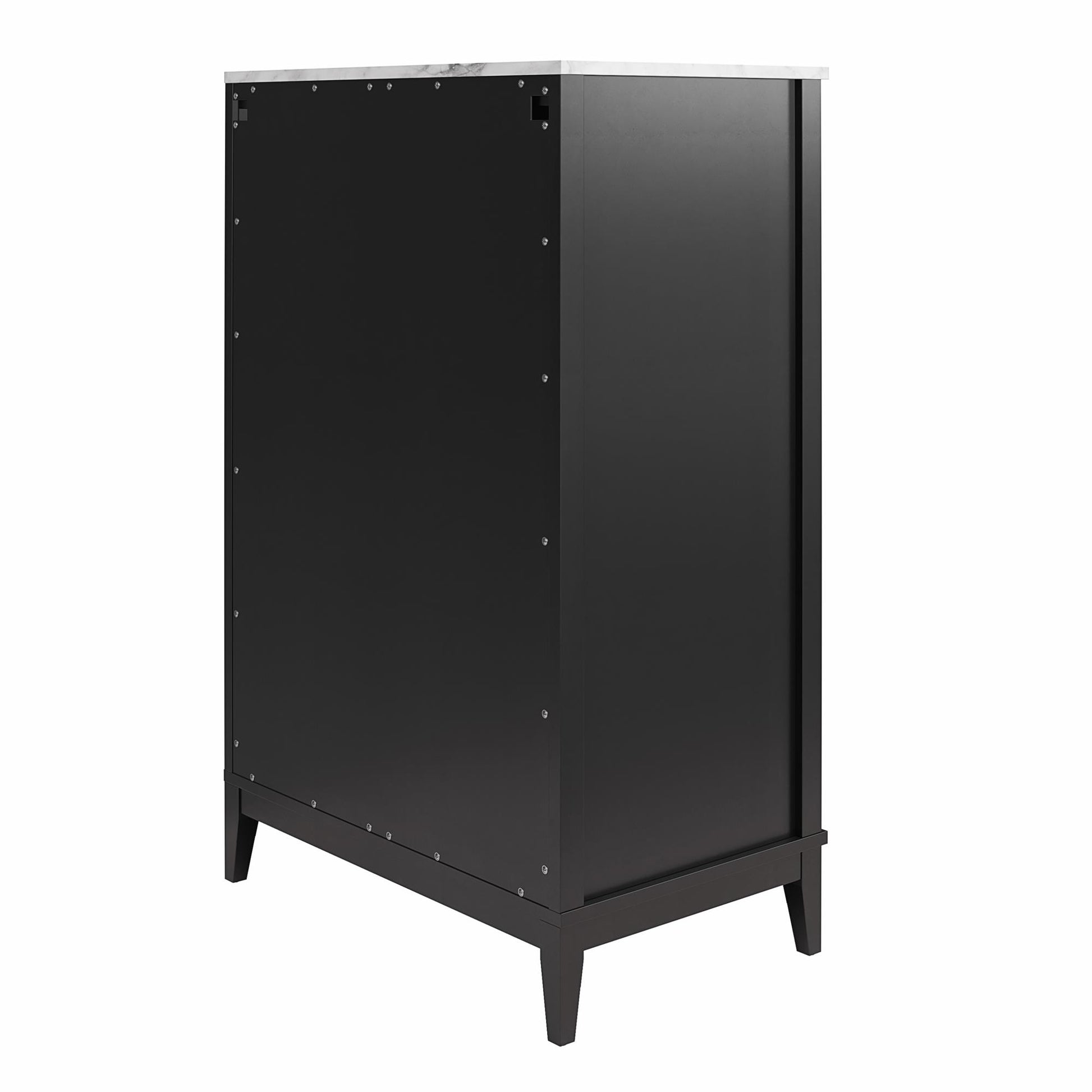 Lynnhaven Modern Tall 5 Drawer Dresser with Tapered Legs & Marble Top - Black
