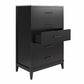 Lynnhaven Modern Tall 5 Drawer Dresser with Tapered Legs & Marble Top - Black