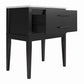 Lynnhaven Modern 1 Drawer Nightstand with Tapered Legs & Marble Top - Black