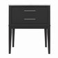 Lynnhaven Modern 1 Drawer Nightstand with Tapered Legs & Marble Top - Black