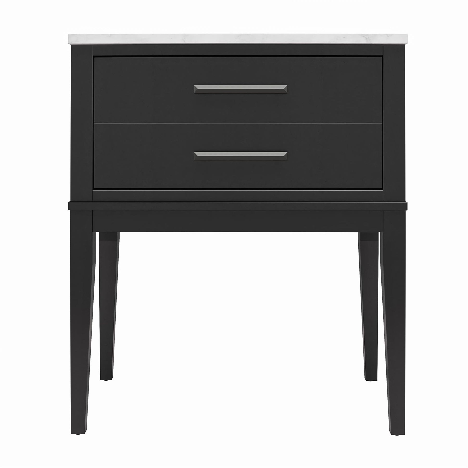Lynnhaven Modern 1 Drawer Nightstand with Tapered Legs & Marble Top - Black