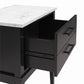 Lynnhaven Modern 1 Drawer Nightstand with Tapered Legs & Marble Top - Black